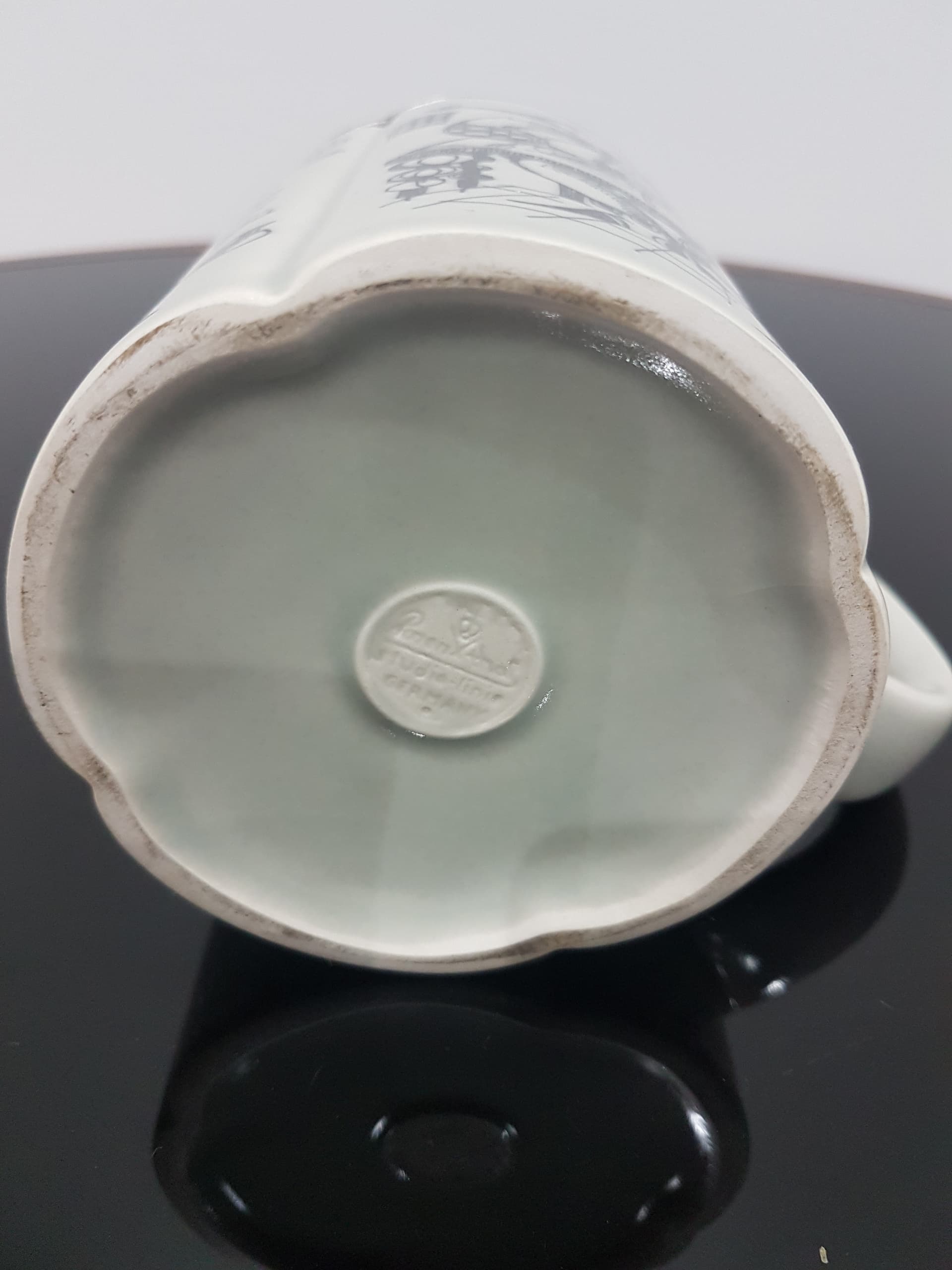 Beer Stein Studio-Line, white ceramic, silver pewter lid, by B. Wiinblad, Rosenthal, Germany, 1960s. - 366416
