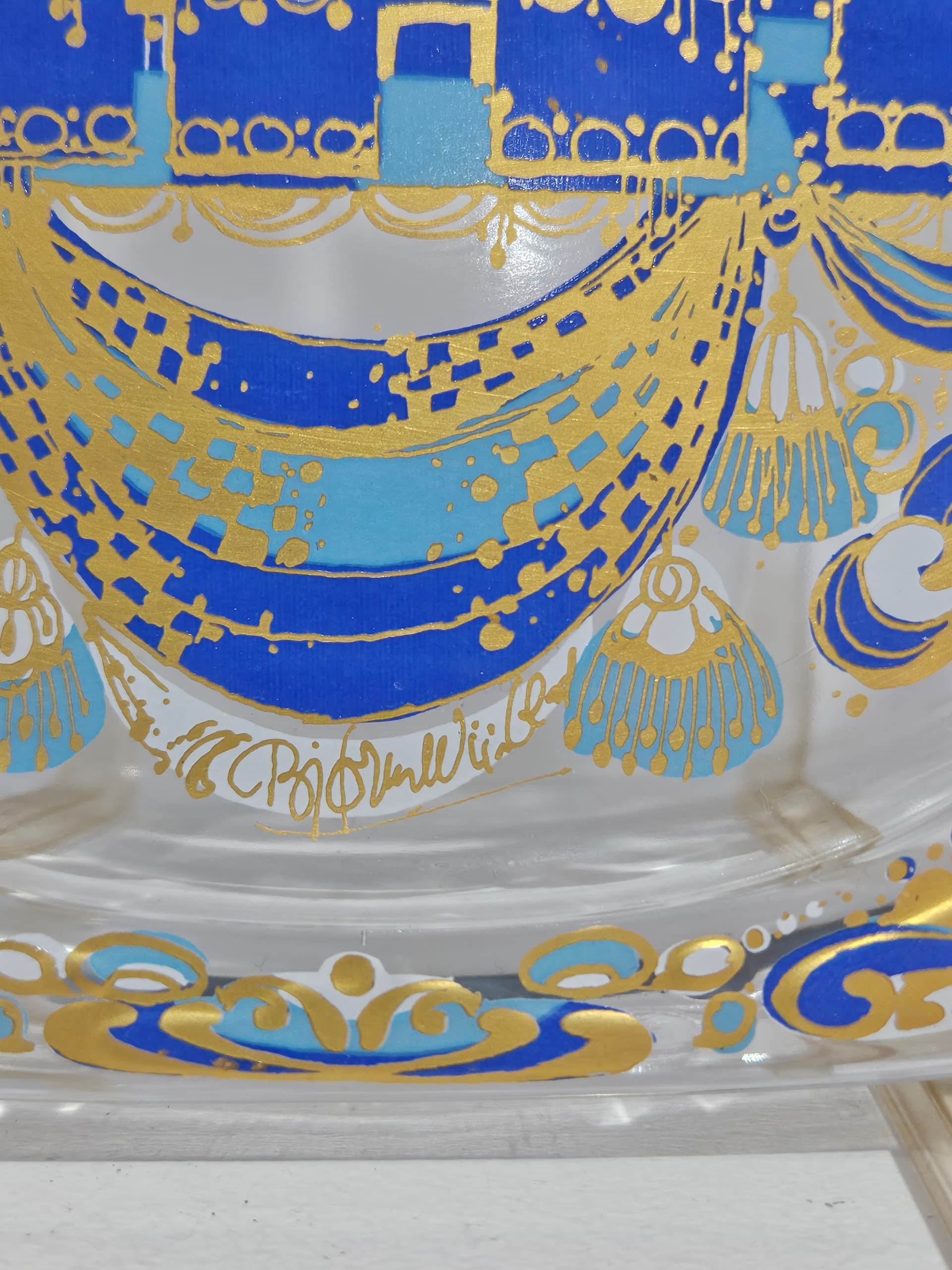 Wall plate The Three Magi, blue white gold, crystal, by B. Wiinblad, Germany, 1970s - 366464