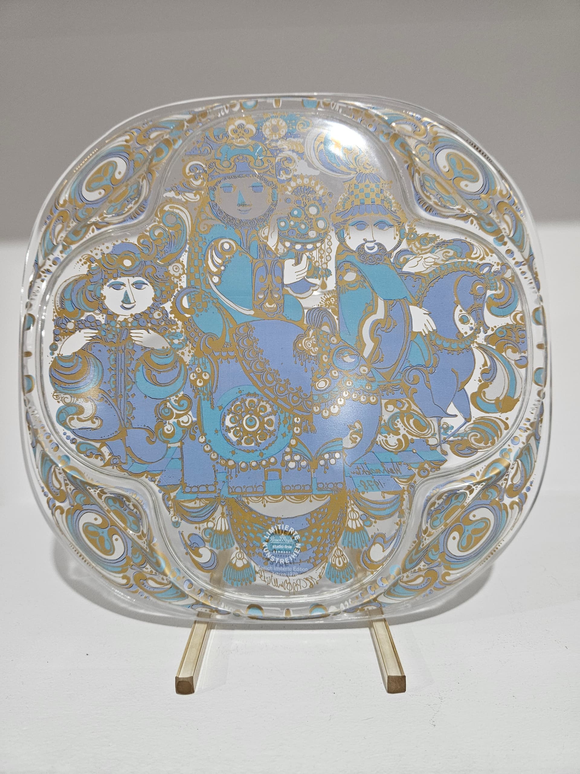 Wall plate The Three Magi, blue white gold, crystal, by B. Wiinblad, Germany, 1970s - 366468