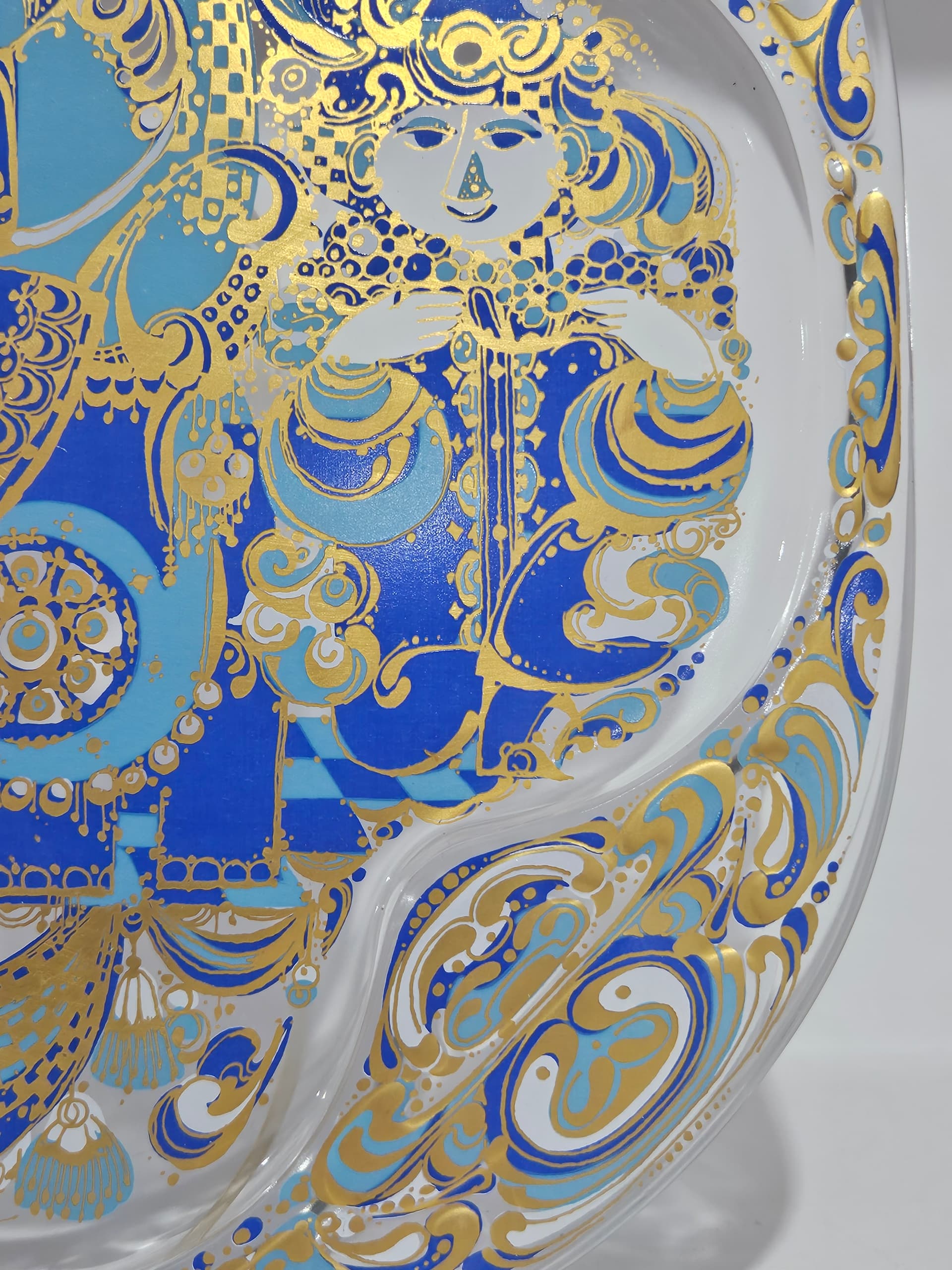 Wall plate The Three Magi, blue white gold, crystal, by B. Wiinblad, Germany, 1970s - 366461