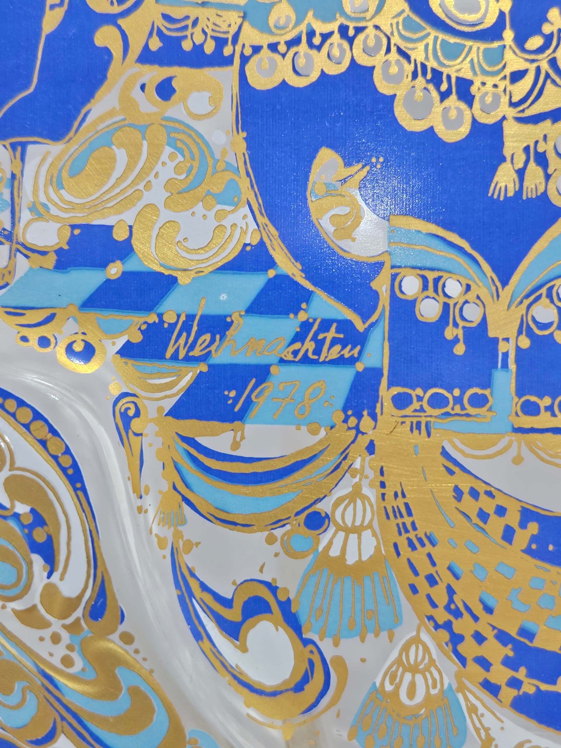 Wall plate The Three Magi, blue white gold, crystal, by B. Wiinblad, Germany, 1970s - 366463