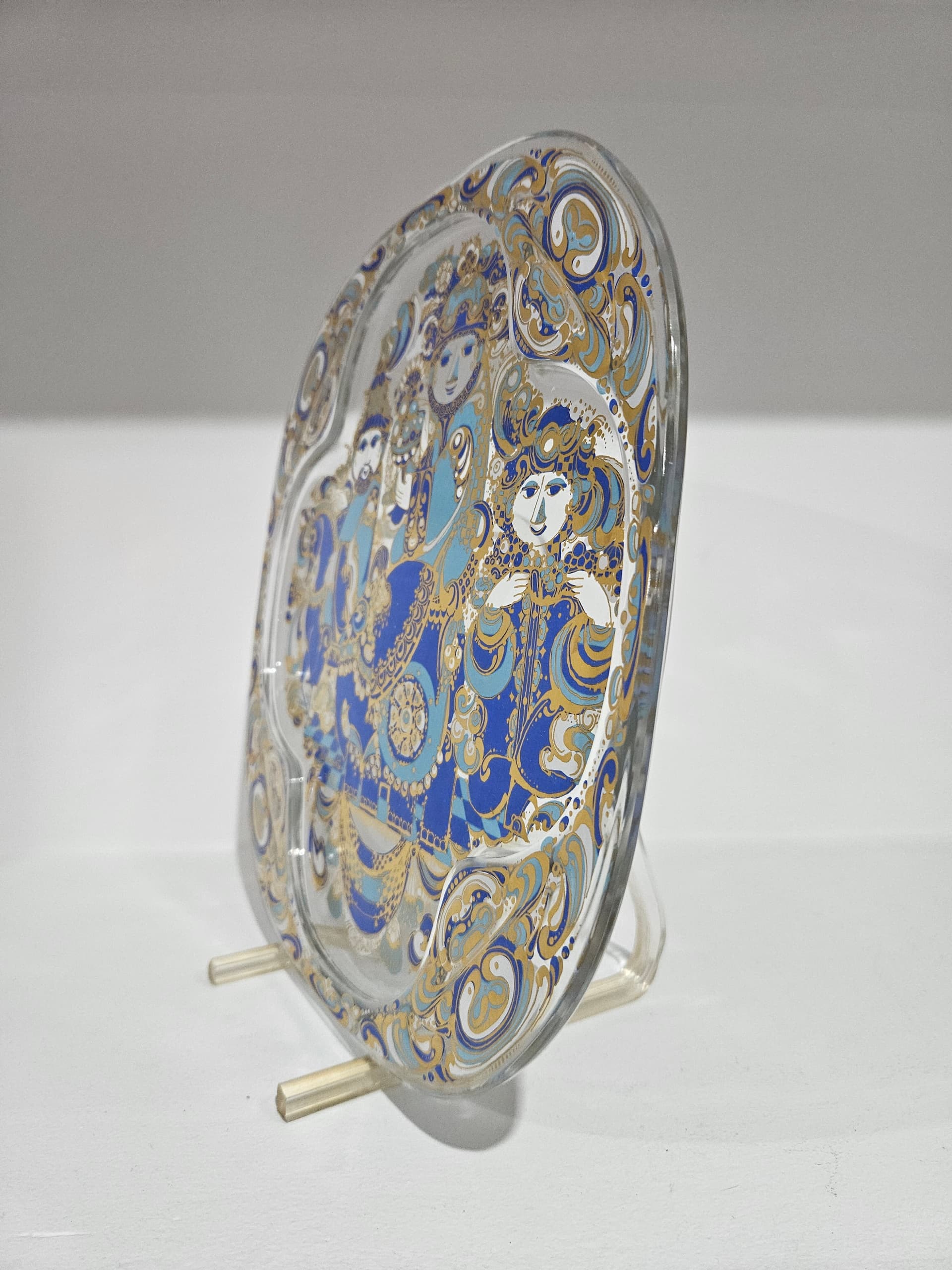 Wall plate The Three Magi, blue white gold, crystal, by B. Wiinblad, Germany, 1970s - 366465
