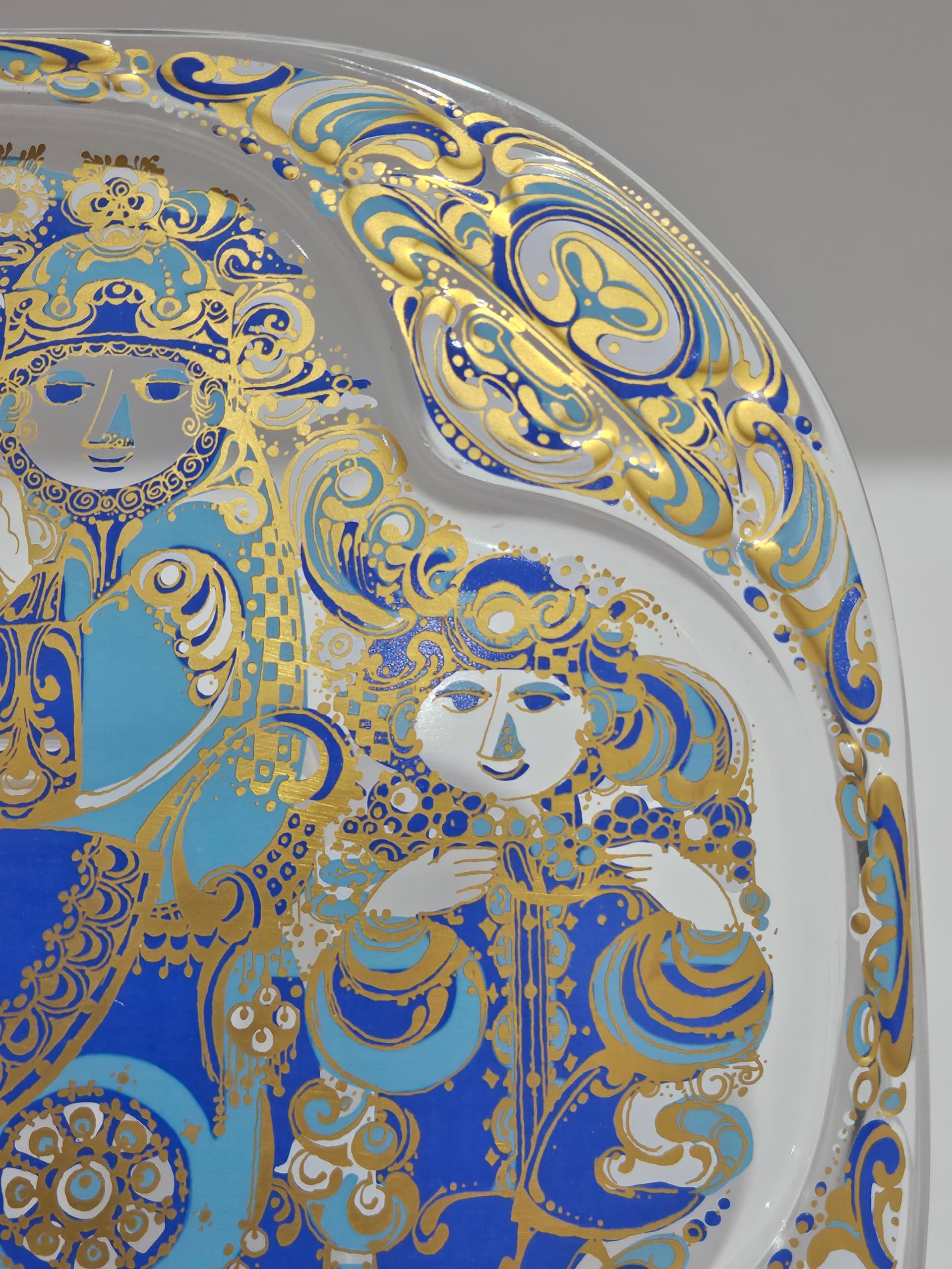 Wall plate The Three Magi, blue white gold, crystal, by B. Wiinblad, Germany, 1970s - 366460