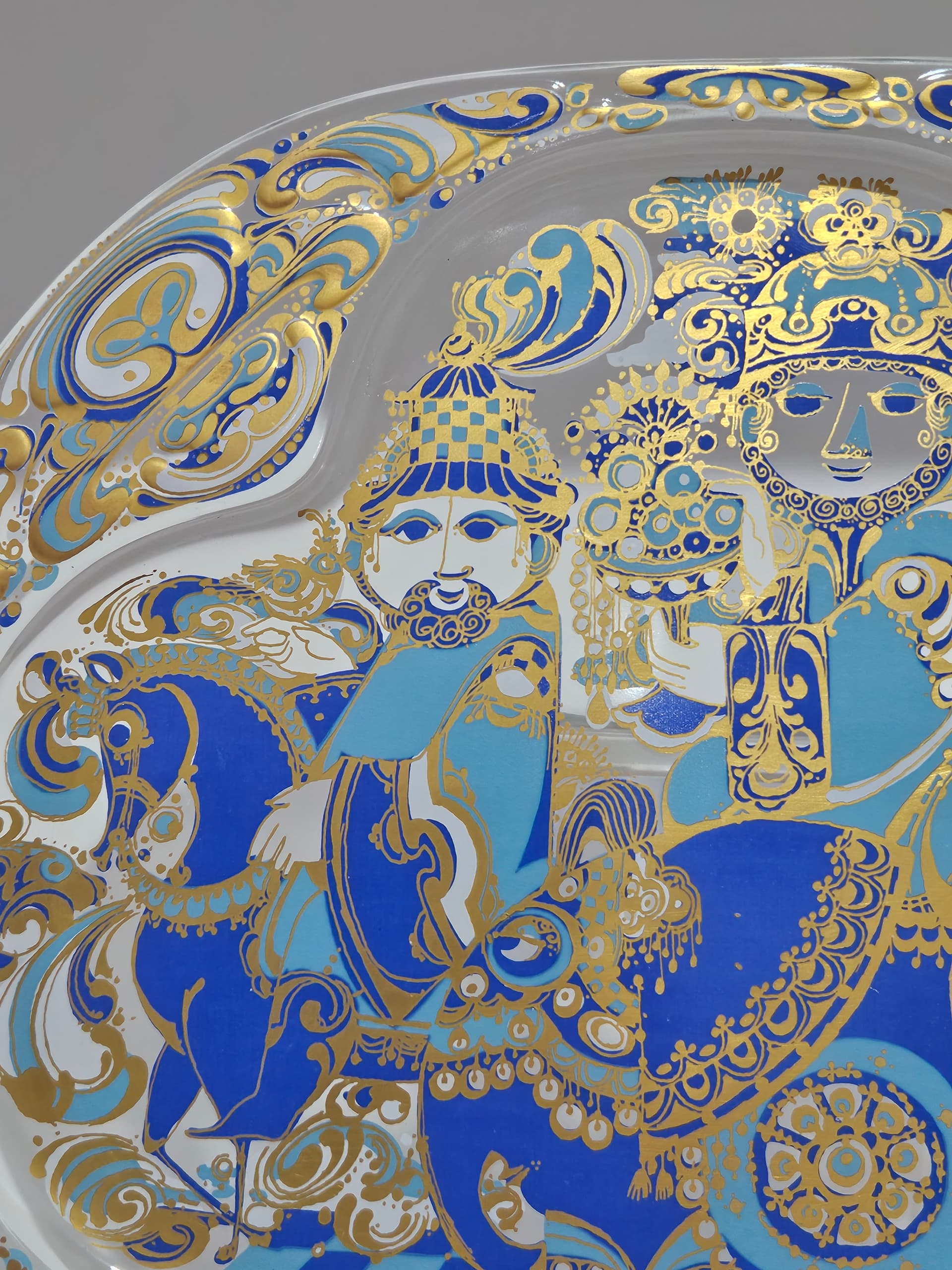 Wall plate The Three Magi, blue white gold, crystal, by B. Wiinblad, Germany, 1970s - 366459