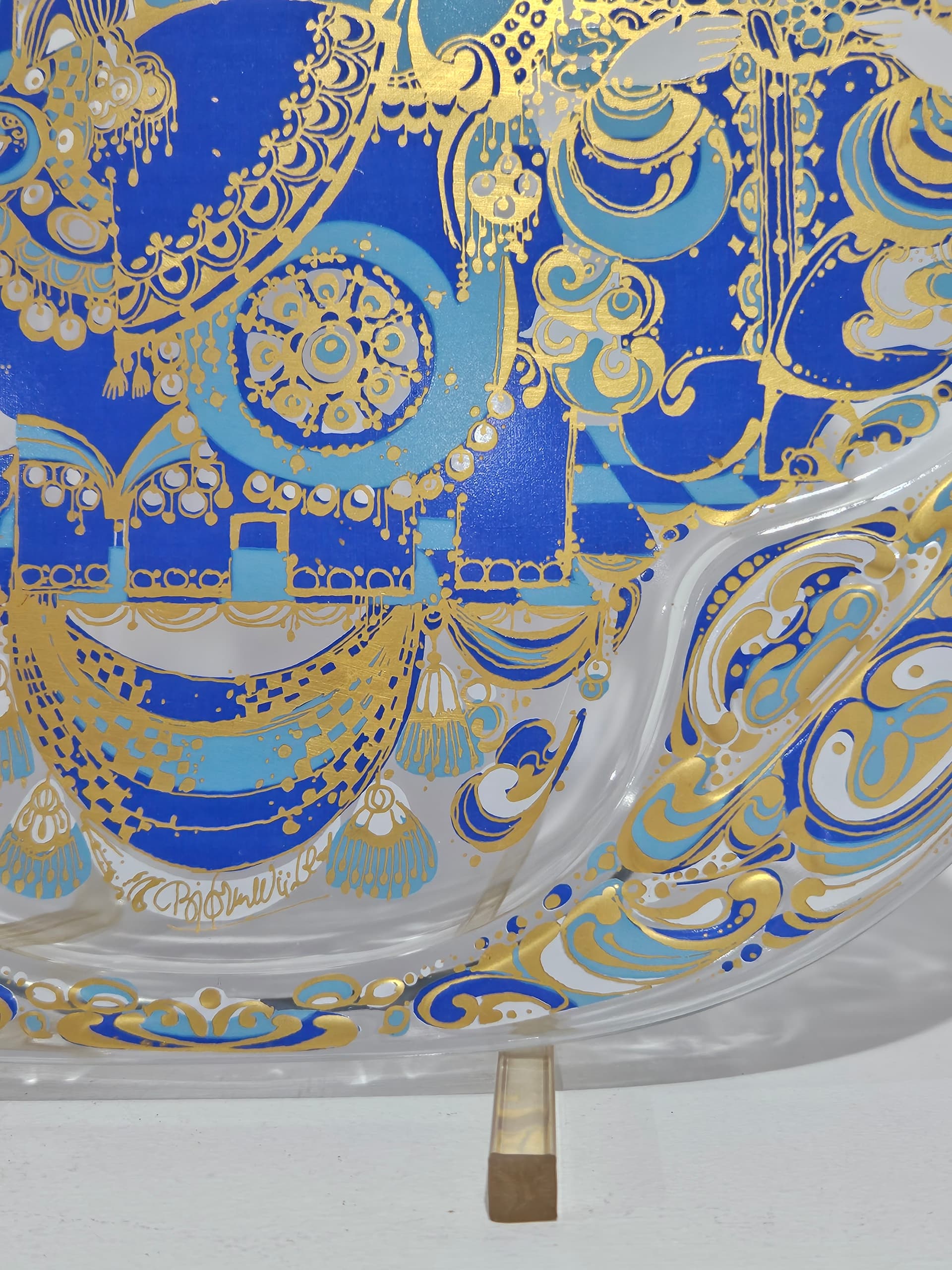 Wall plate The Three Magi, blue white gold, crystal, by B. Wiinblad, Germany, 1970s - 366462
