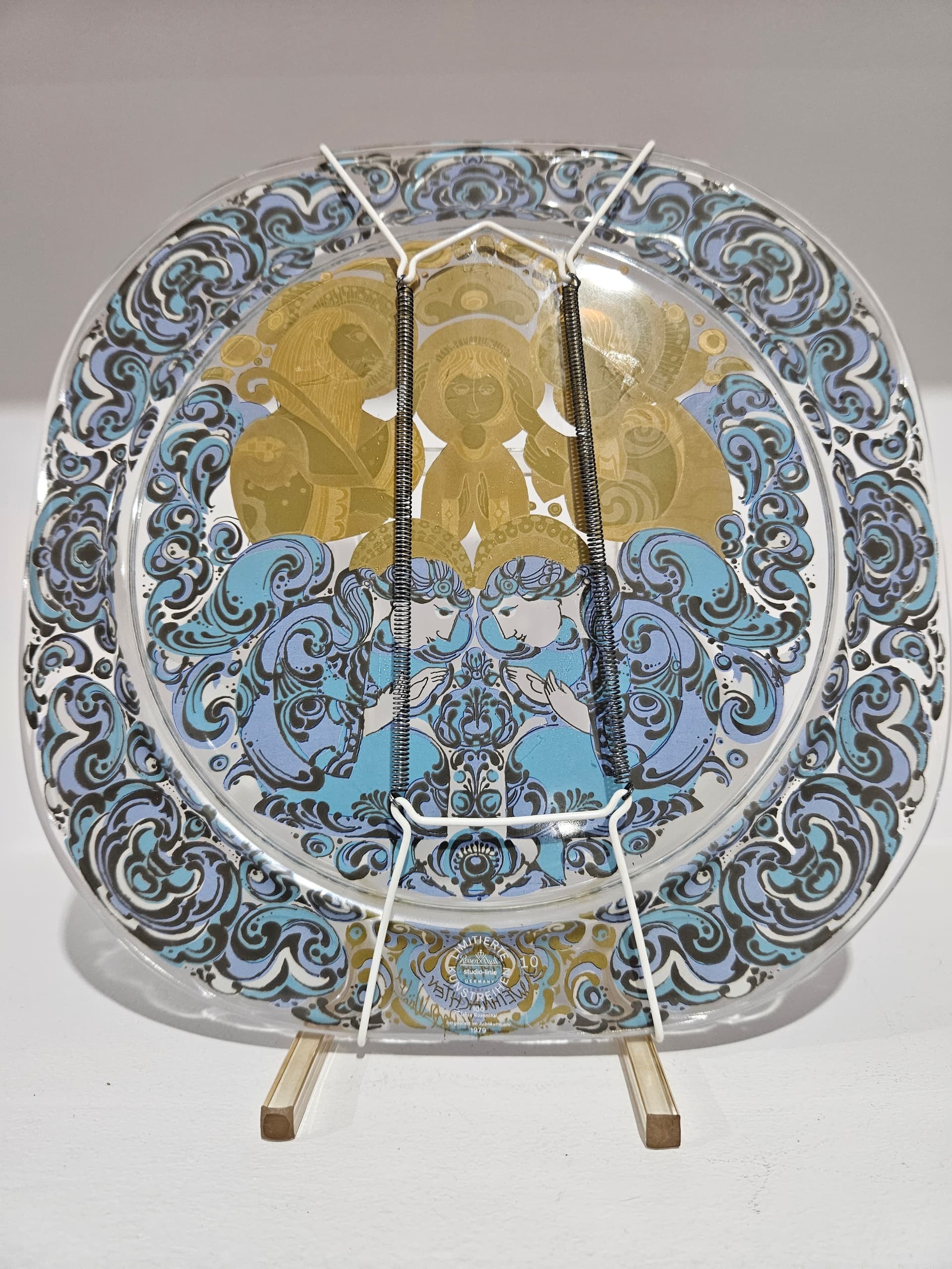 Plate 100 Jahre Rosenthal, transparent gilded crystal, by B. Wiinblad, Germany, 1970s - 366484