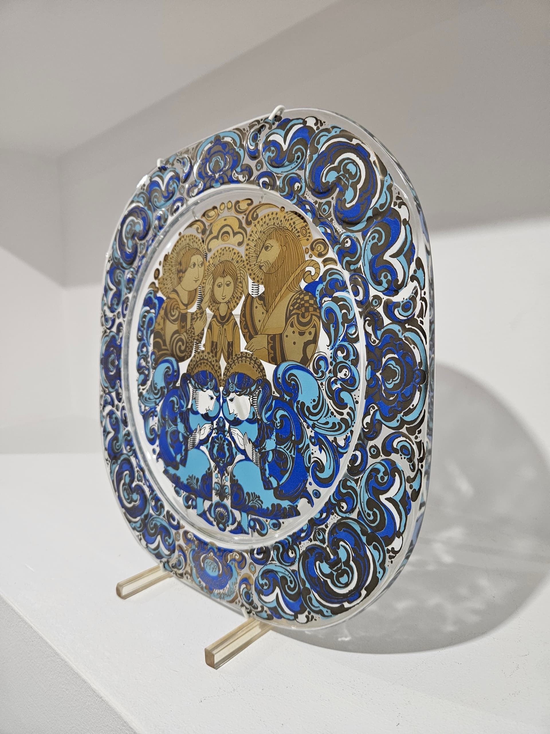 Plate 100 Jahre Rosenthal, transparent gilded crystal, by B. Wiinblad, Germany, 1970s - 366482