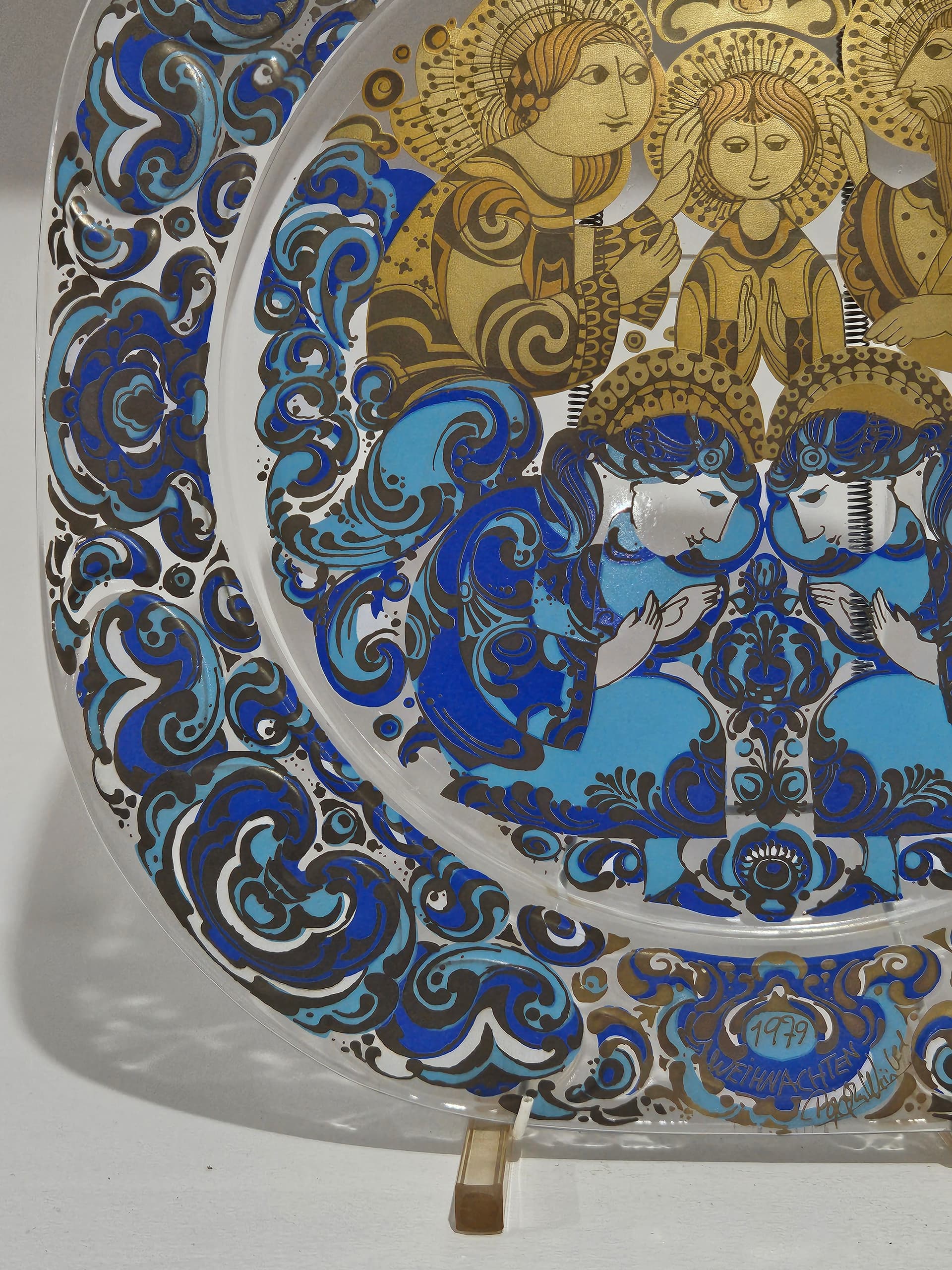 Plate 100 Jahre Rosenthal, transparent gilded crystal, by B. Wiinblad, Germany, 1970s - 366474