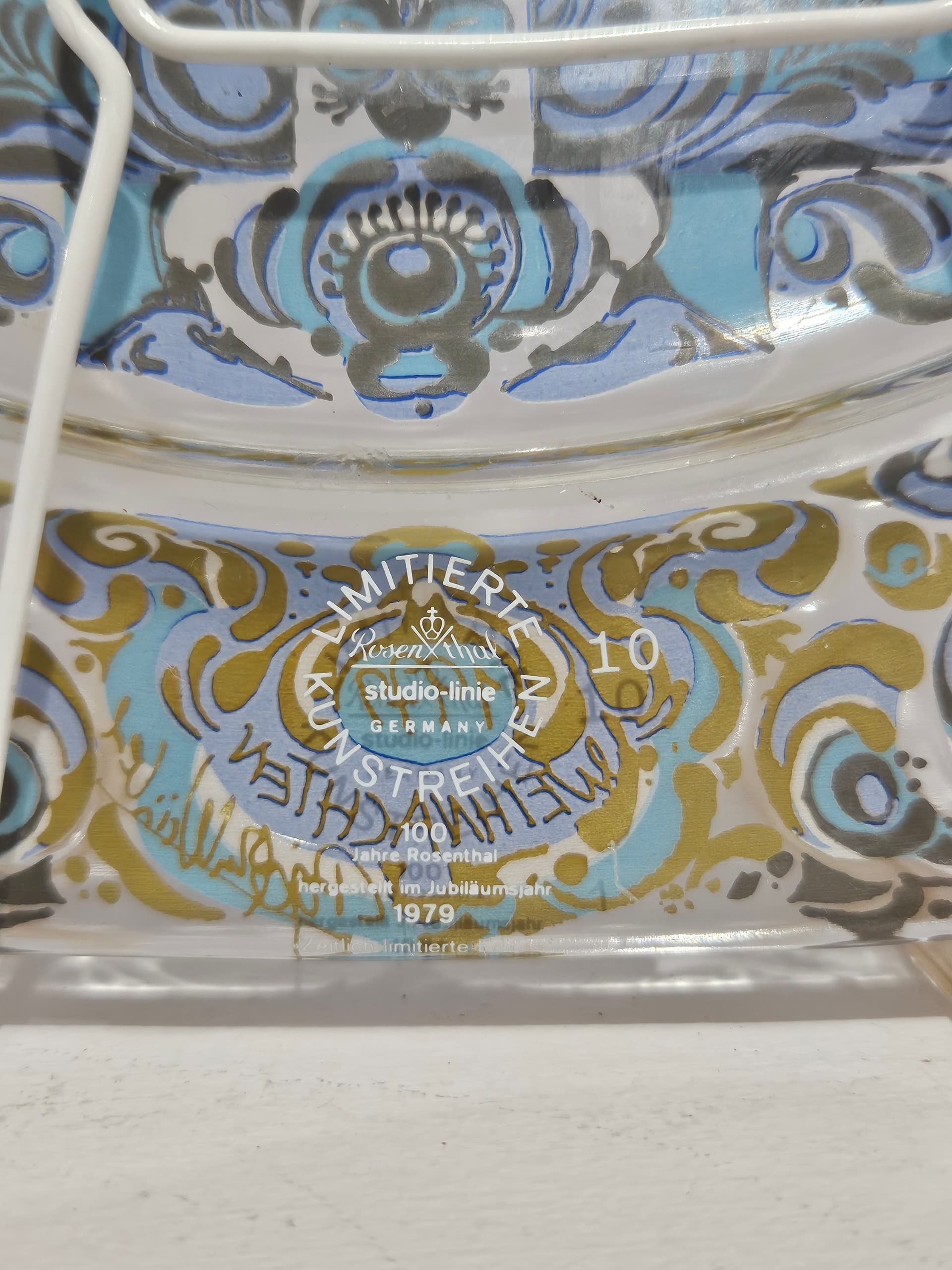 Plate 100 Jahre Rosenthal, transparent gilded crystal, by B. Wiinblad, Germany, 1970s - 366479