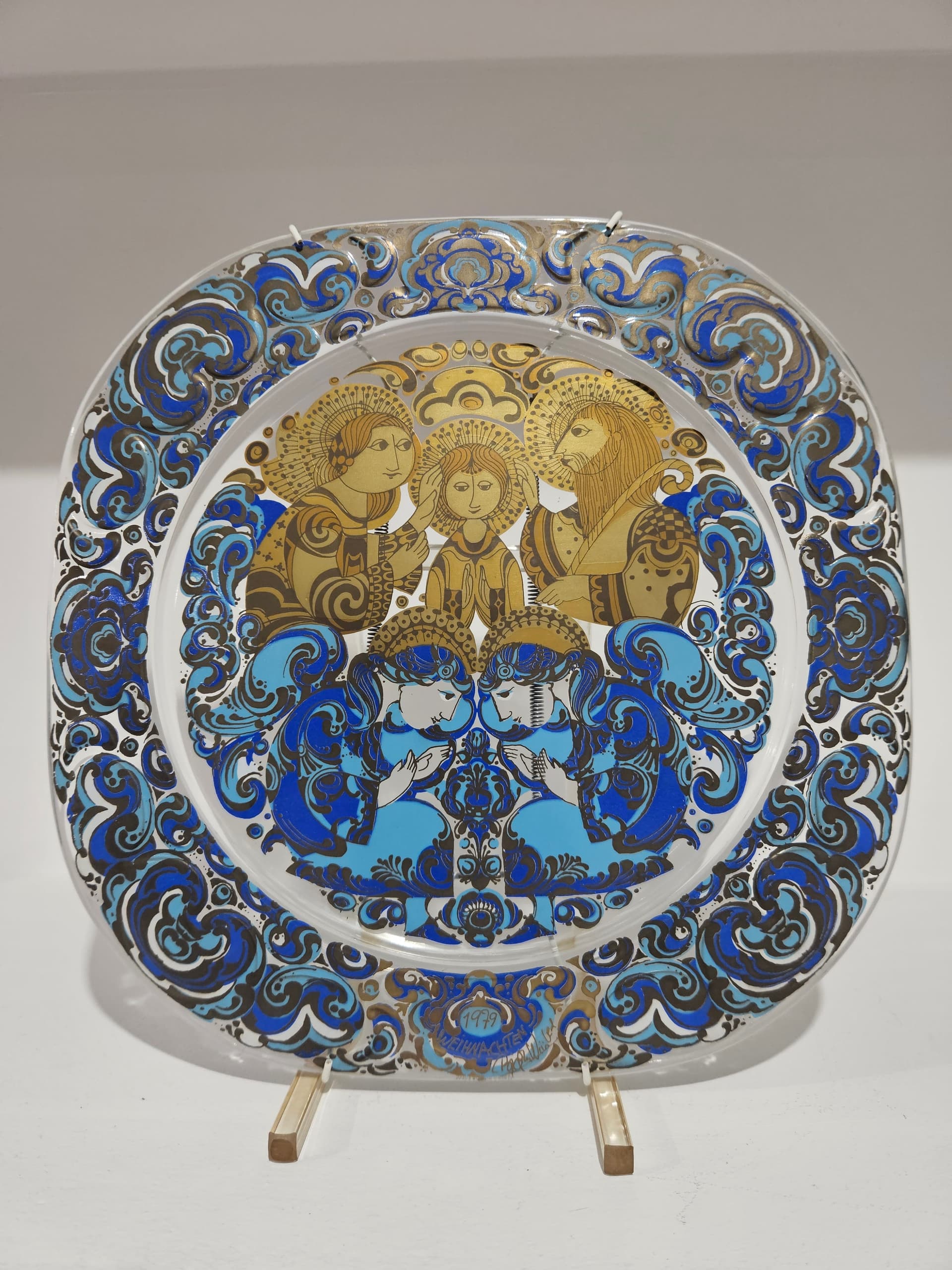 Plate 100 Jahre Rosenthal, transparent gilded crystal, by B. Wiinblad, Germany, 1970s - 366473