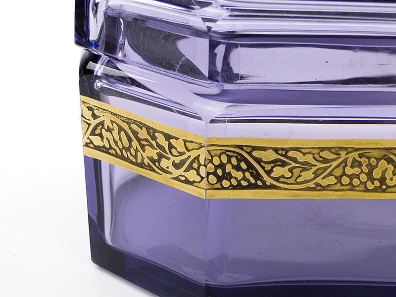 Box Art Deco, amethyst crystal, gilded, Moser, Czech Republic, 1920s - 366496