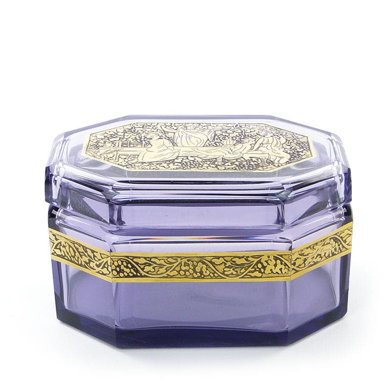 Box Art Deco, amethyst crystal, gilded, Moser, Czech Republic, 1920s - 366494