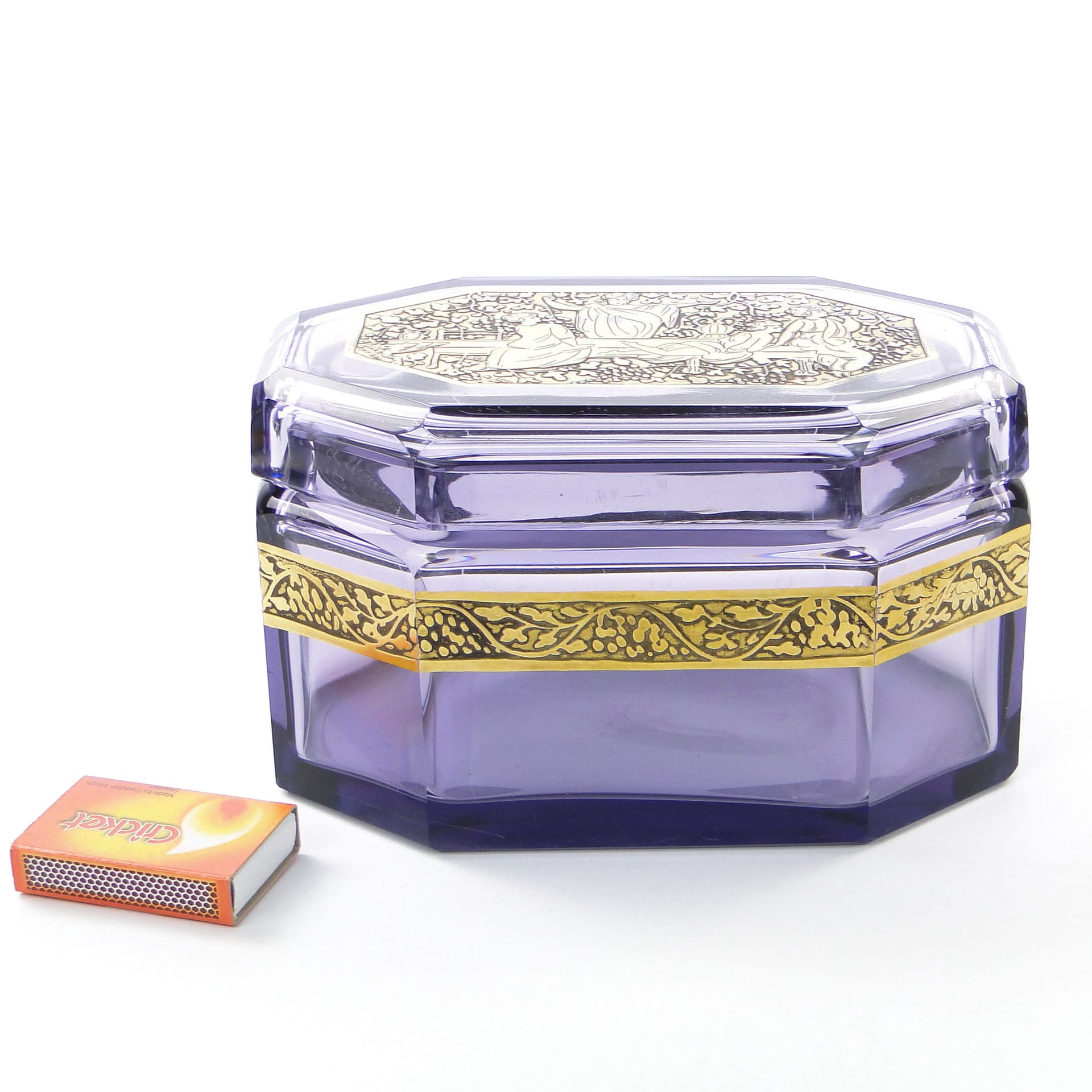 Box Art Deco, amethyst crystal, gilded, Moser, Czech Republic, 1920s - 366493