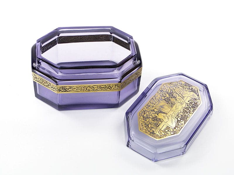 Box Art Deco, amethyst crystal, gilded, Moser, Czech Republic, 1920s - 366498