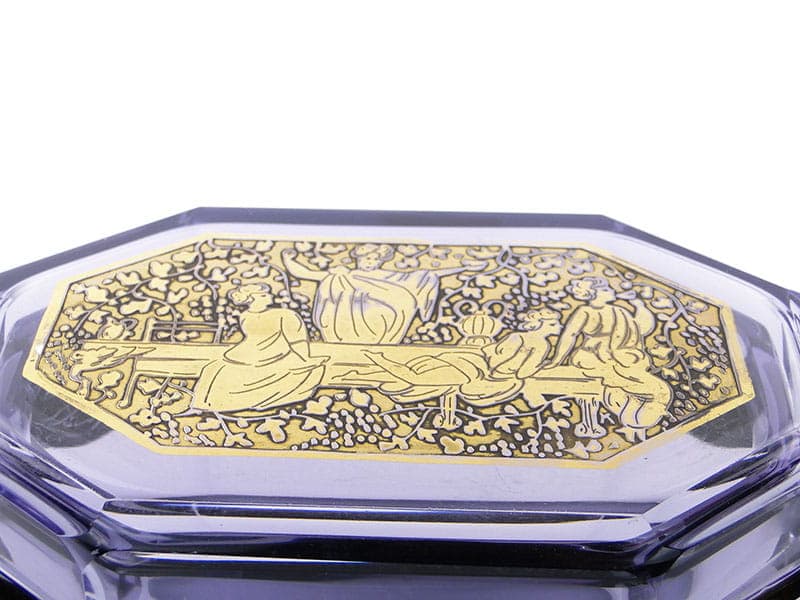 Box Art Deco, amethyst crystal, gilded, Moser, Czech Republic, 1920s - 366497