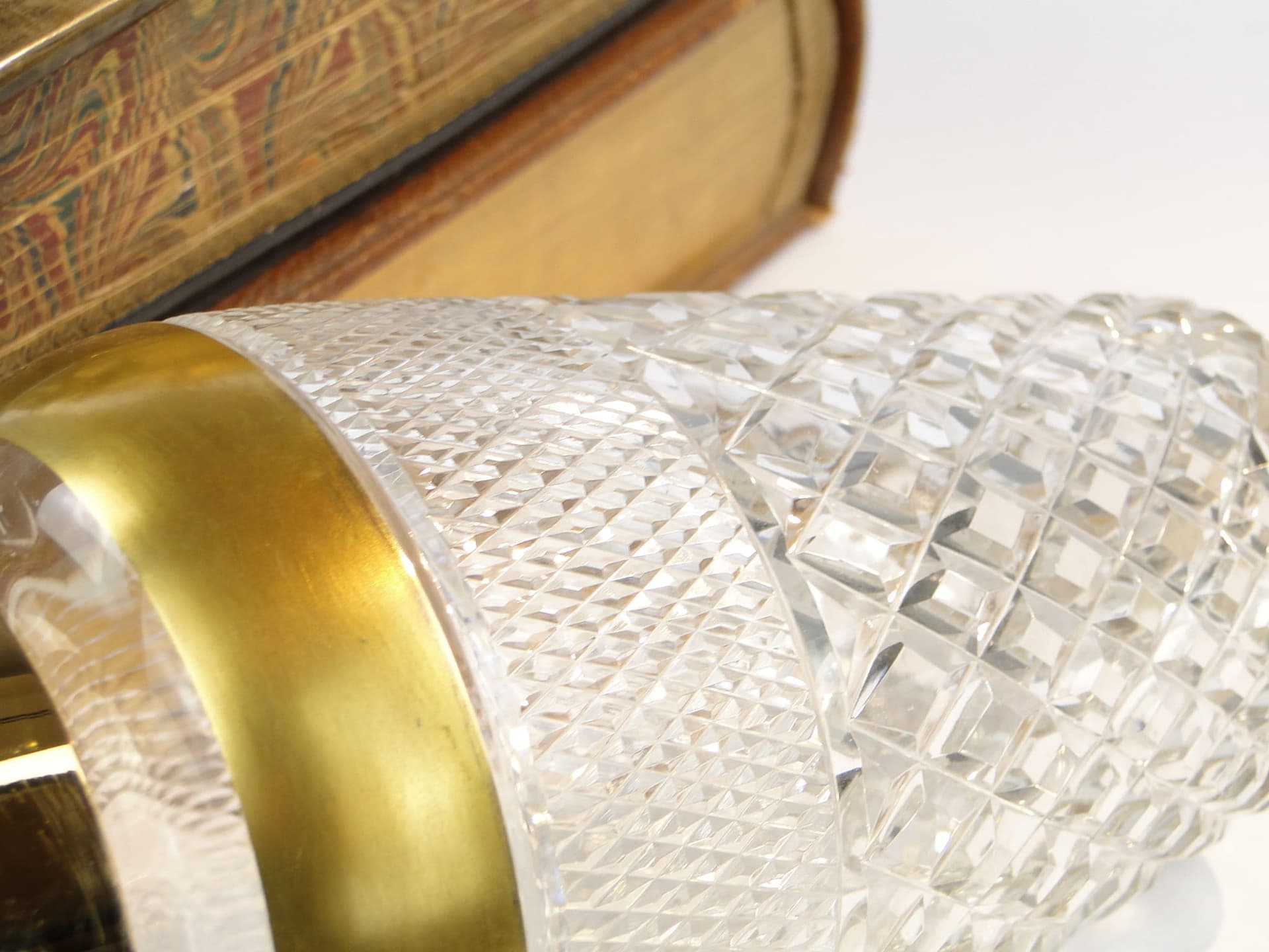 Bar shaker Art Deco, clear crystal, gold brass, Germany, 1920s - 366592