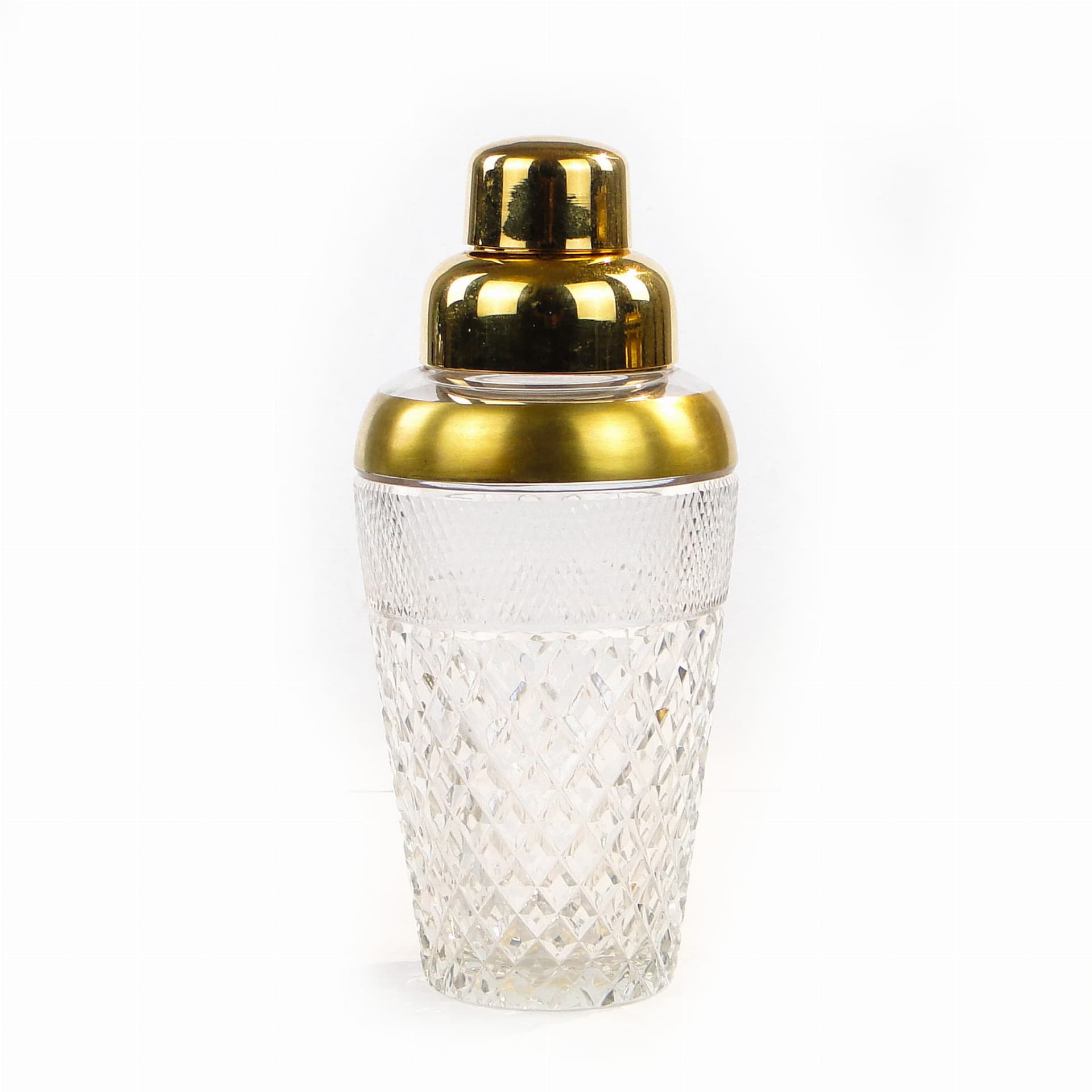 Bar shaker Art Deco, clear crystal, gold brass, Germany, 1920s - 366579