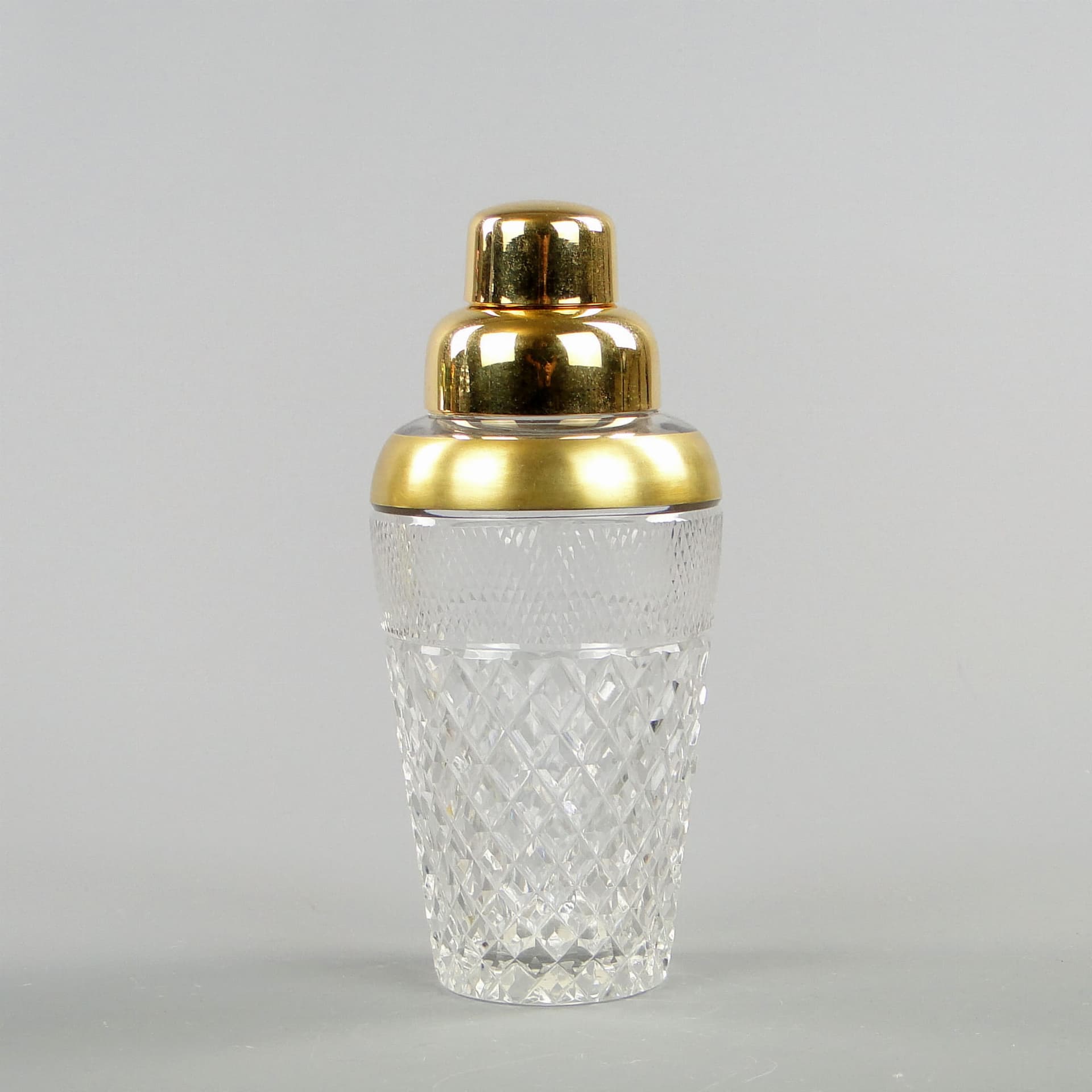Bar shaker Art Deco, clear crystal, gold brass, Germany, 1920s - 366585