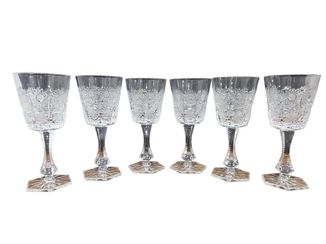 Set of six liqueur glasses, clear crystal, Bohemia, Czechoslovakia, 1960s - DIMENSION
