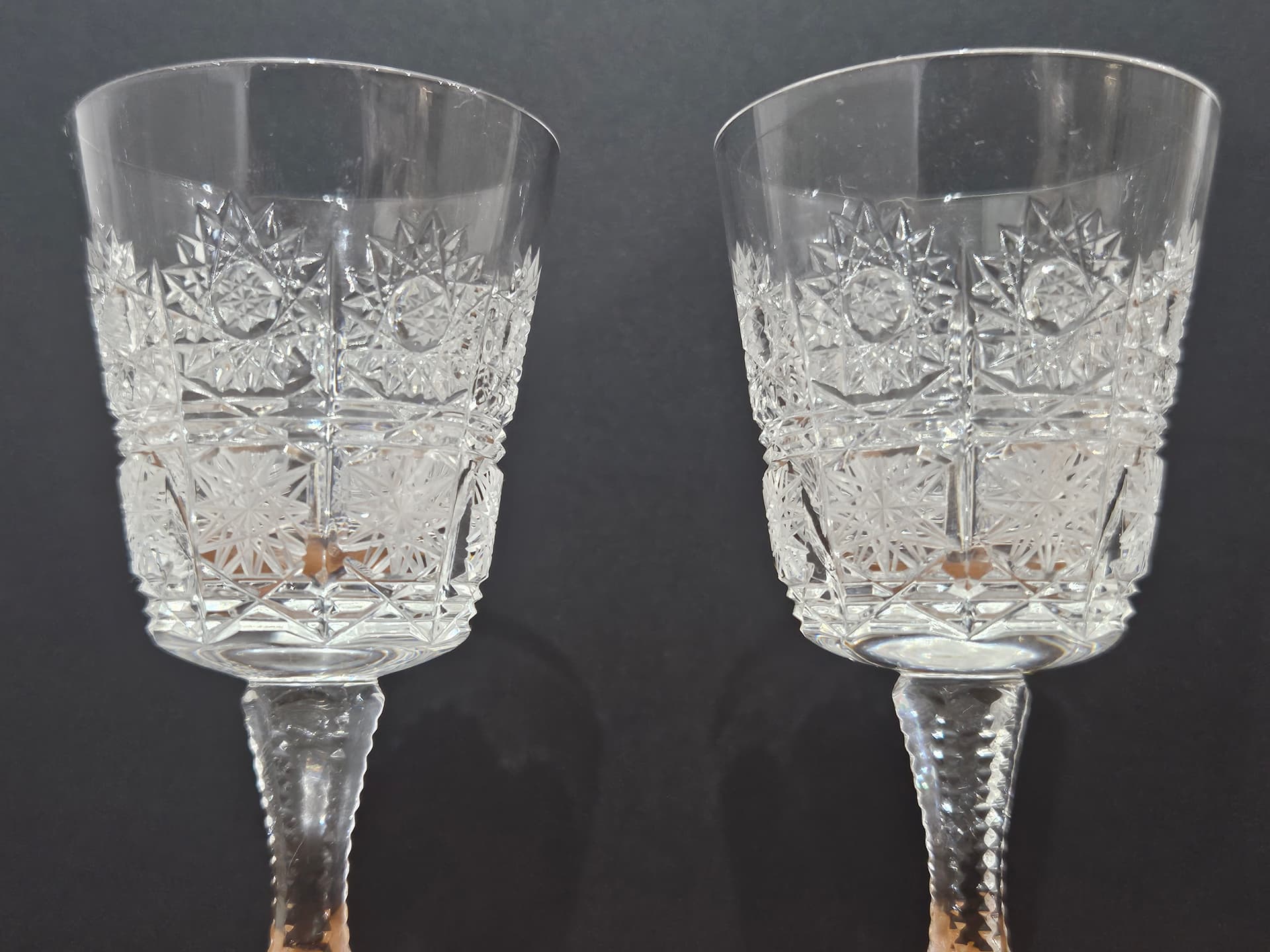 Set of six liqueur glasses, clear crystal, Bohemia, Czechoslovakia, 1960s - 366606
