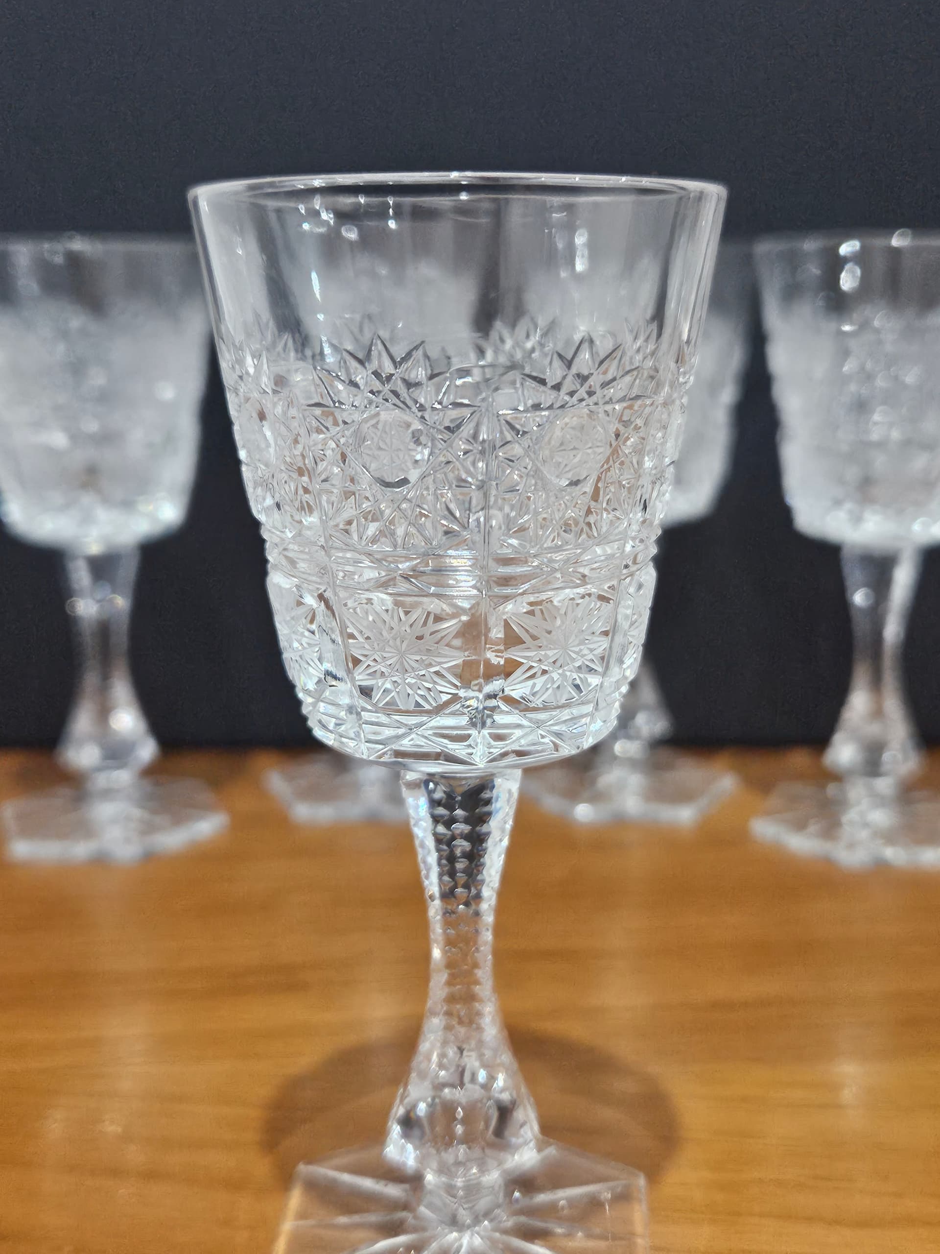 Set of six liqueur glasses, clear crystal, Bohemia, Czechoslovakia, 1960s - 366603