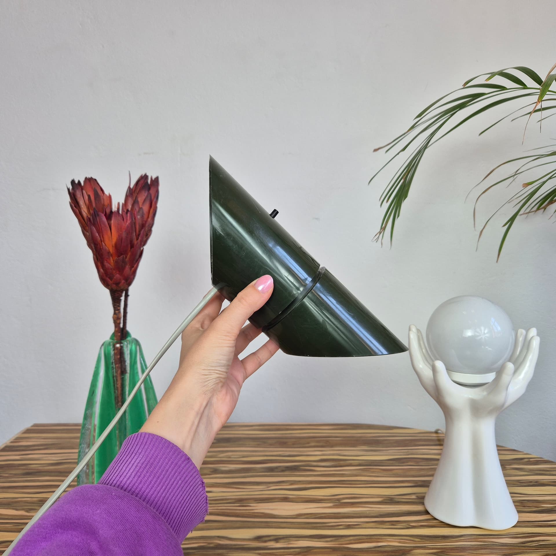 Wall lamp Phister, green black metal, by H. Due, Fog & Mørup, Denmark, 1970s. - 366641
