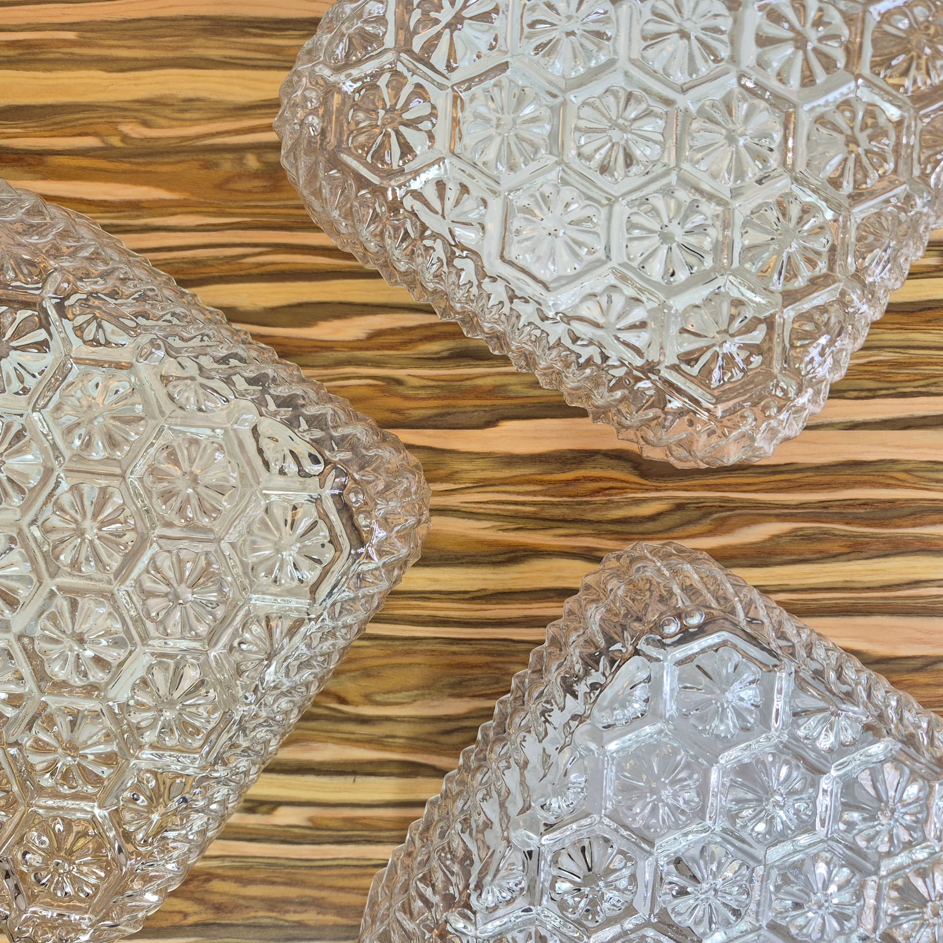 Ceiling or wall lamp, transparent glass, Germany, 1980s. - 366650