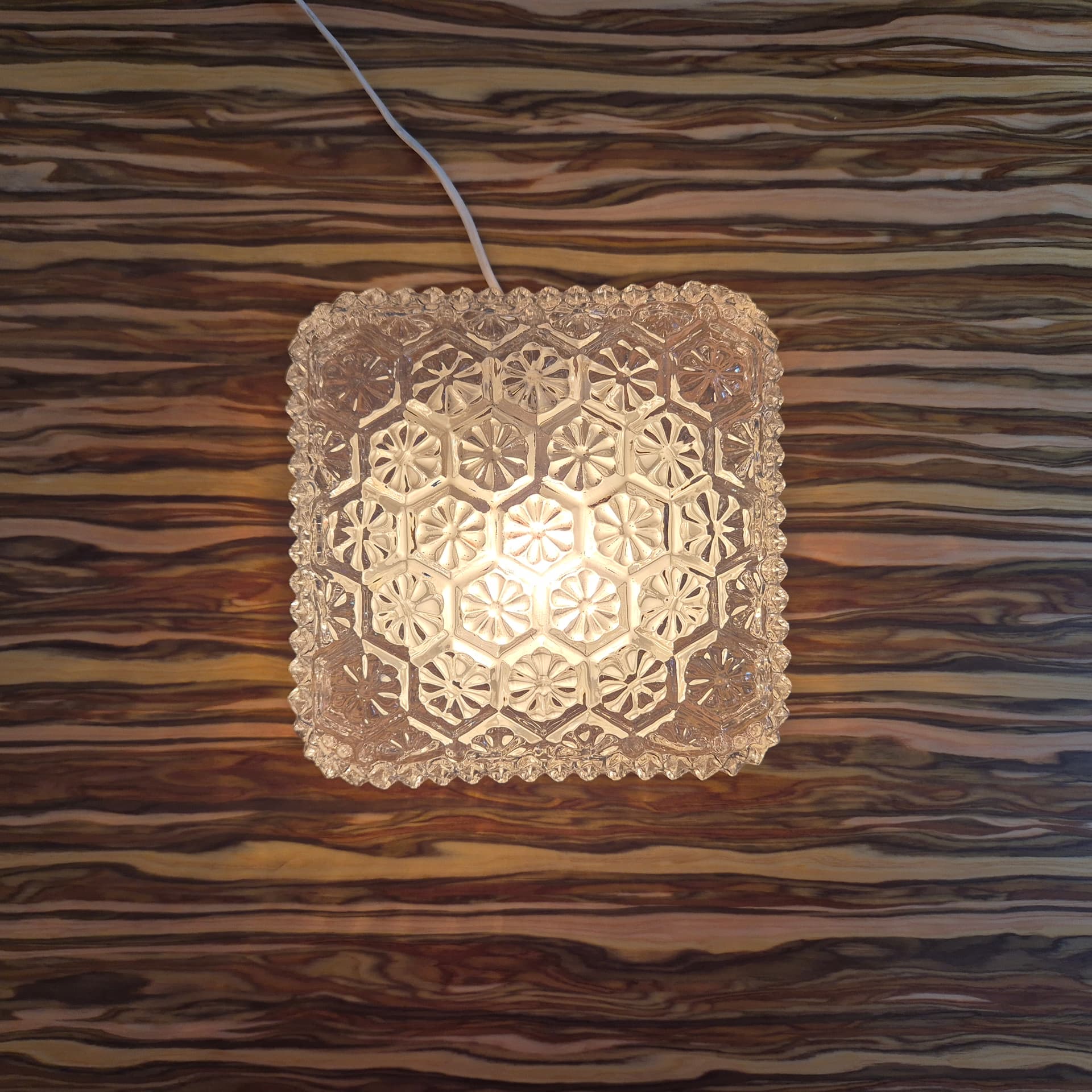 Ceiling or wall lamp, transparent glass, Germany, 1980s. - 366649
