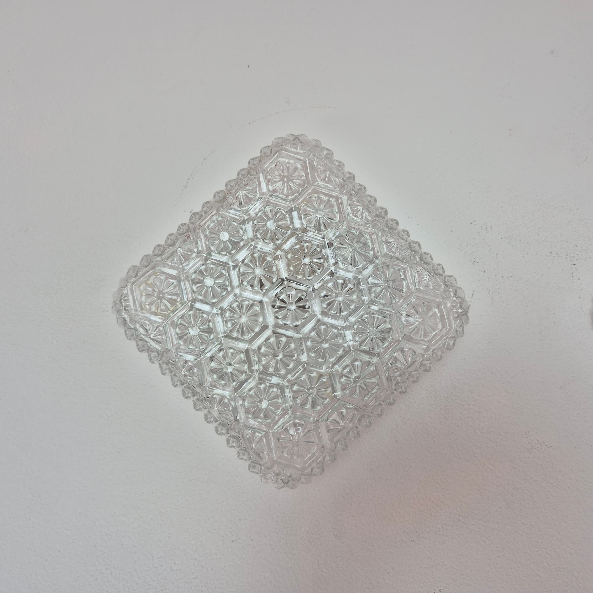 Ceiling or wall lamp, transparent glass, Germany, 1980s. - 366646