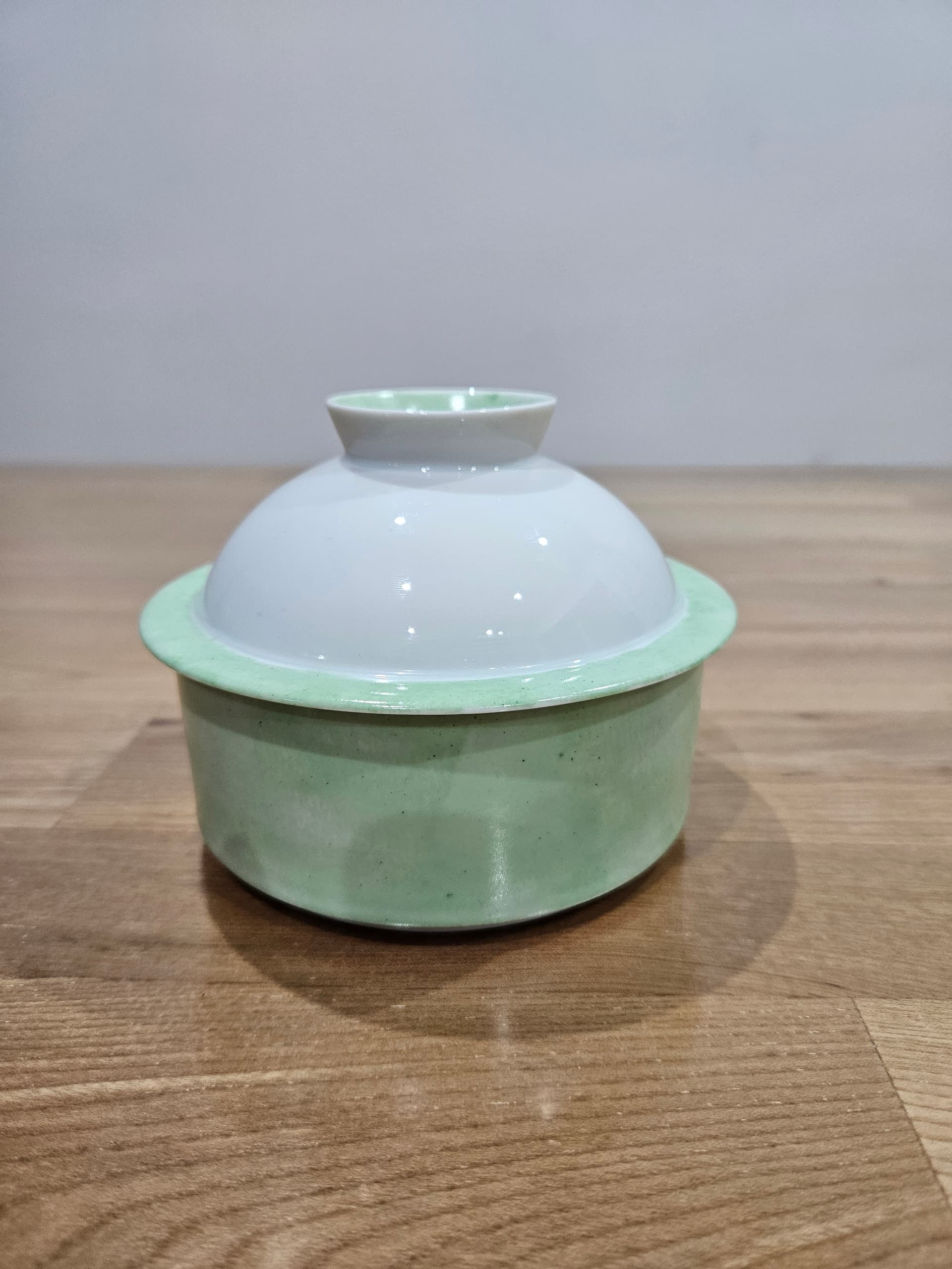 Butter dish MY CHINA! Celadon, green white, porcelain, Sieger by Fürstenberg, Germany, 1990s. - 366688