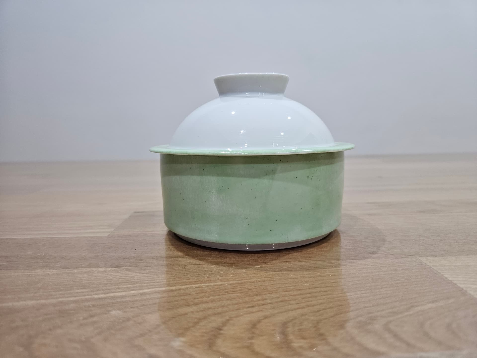Butter dish MY CHINA! Celadon, green white, porcelain, Sieger by Fürstenberg, Germany, 1990s. - 366689