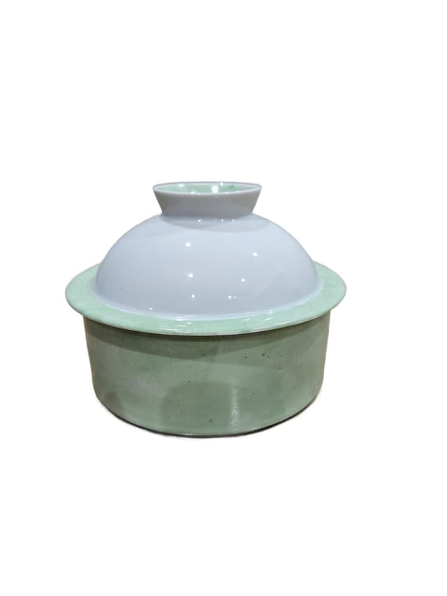 Butter dish MY CHINA! Celadon, green white, porcelain, Sieger by Fürstenberg, Germany, 1990s. - DIMENSION