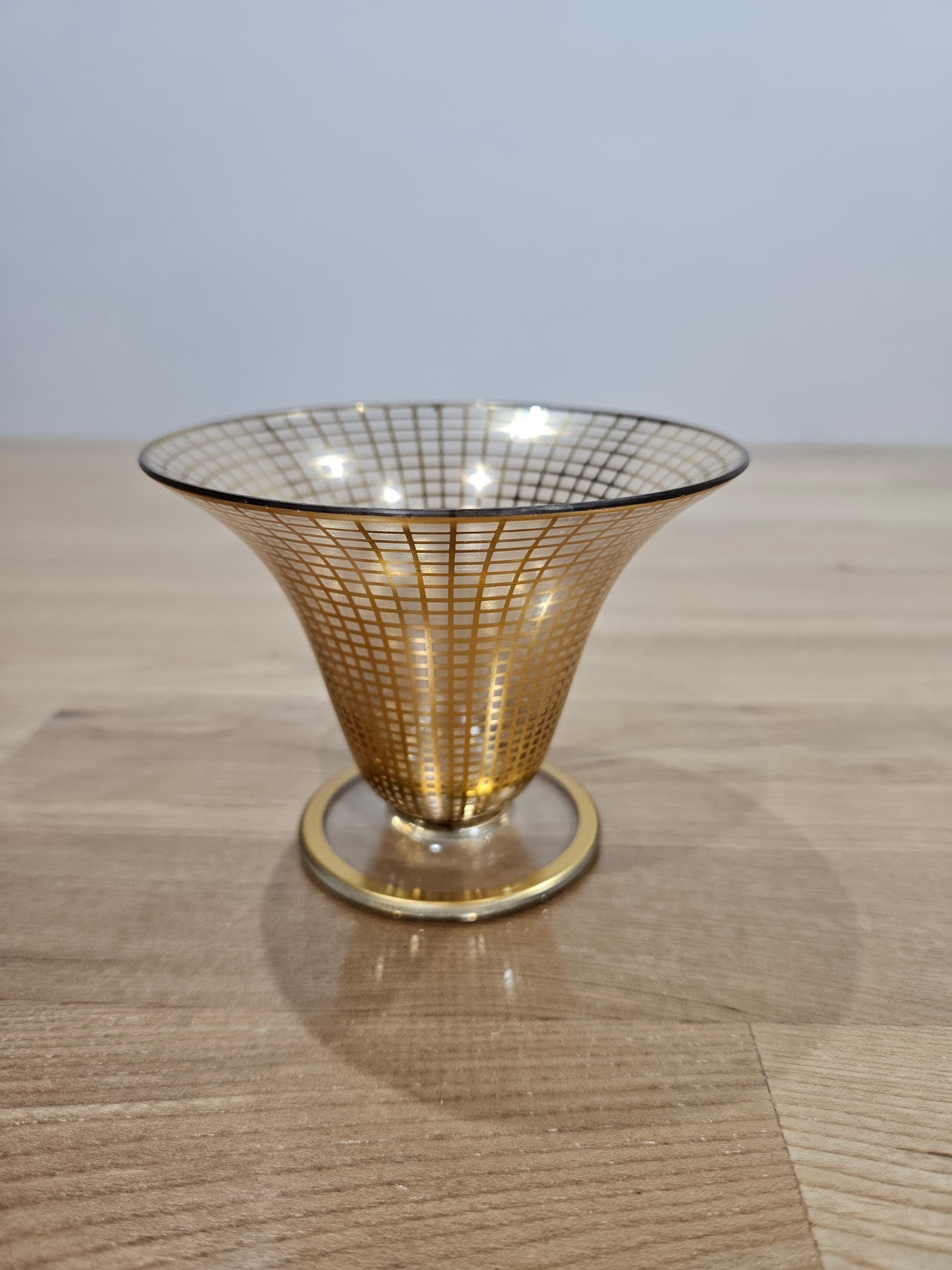 Vase Art Deco, clear glass, gilded, Brüder Podbira, Czechoslovakia, 1930s - 366691