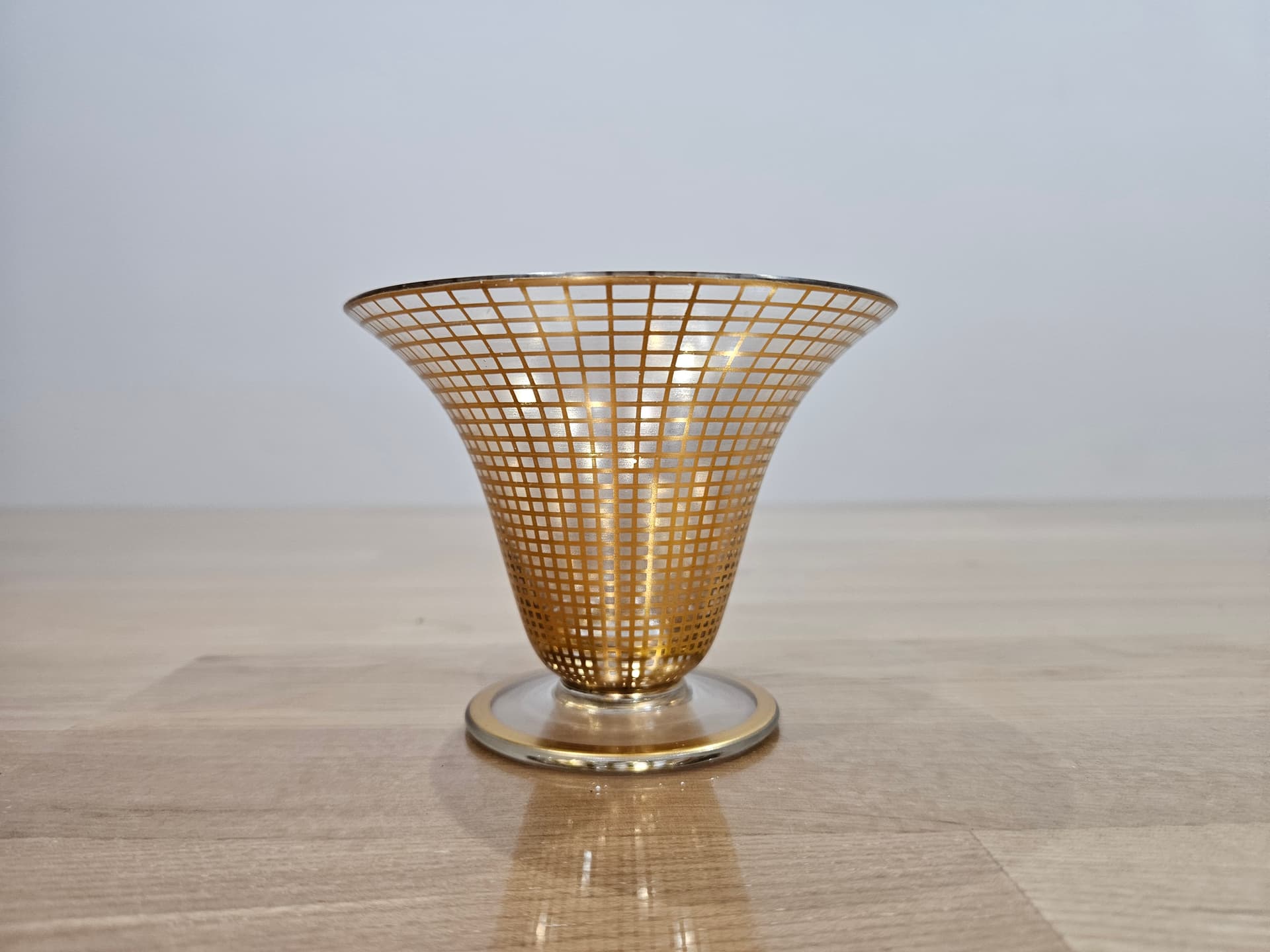 Vase Art Deco, clear glass, gilded, Brüder Podbira, Czechoslovakia, 1930s - 366693