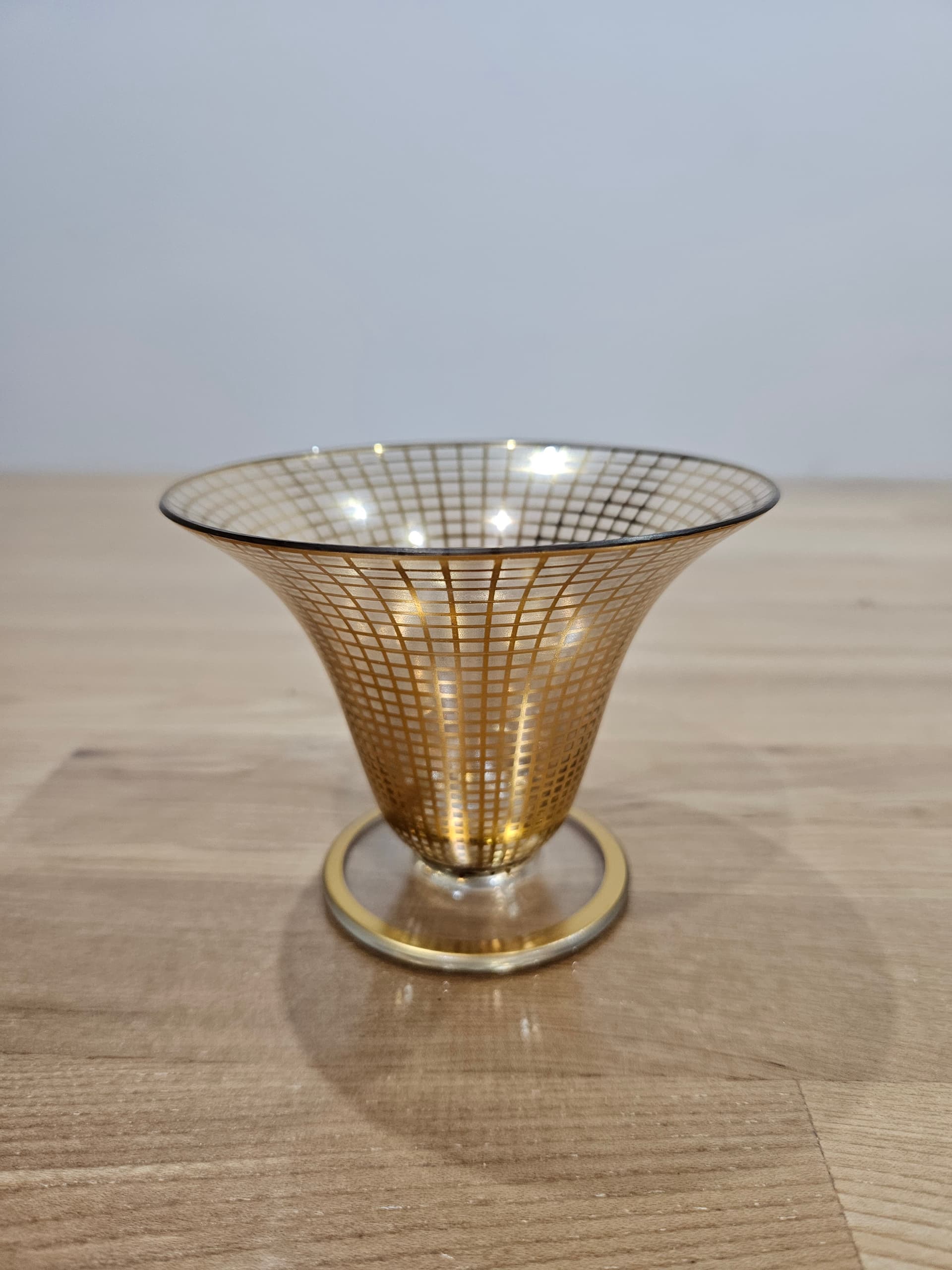 Vase Art Deco, clear glass, gilded, Brüder Podbira, Czechoslovakia, 1930s - 366696