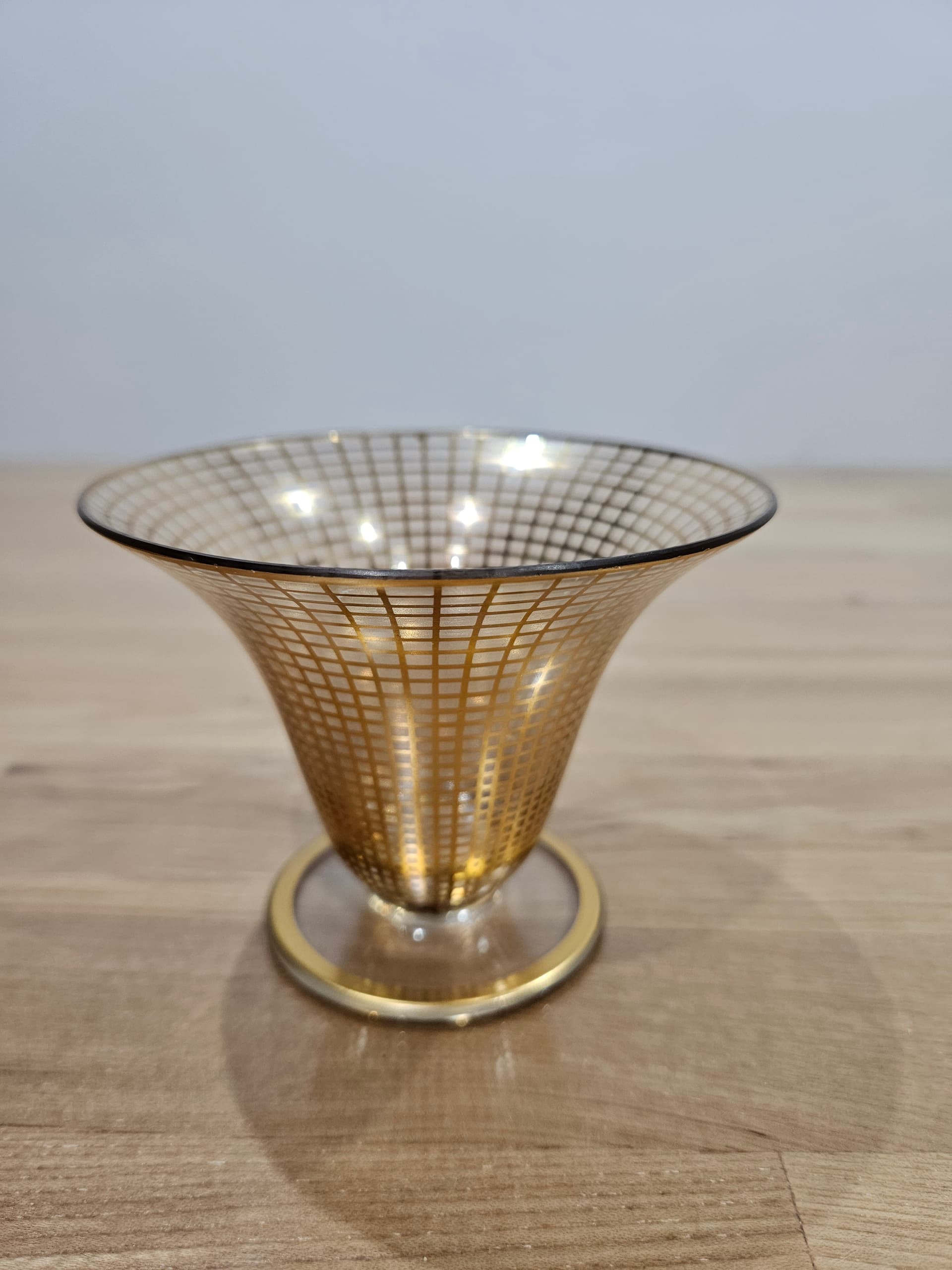 Vase Art Deco, clear glass, gilded, Brüder Podbira, Czechoslovakia, 1930s - 366690