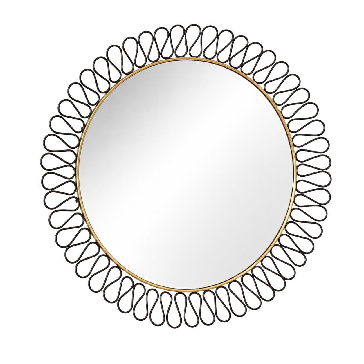 Wall Mirror Sunburst, gold black metal, Sweden, 1960s.