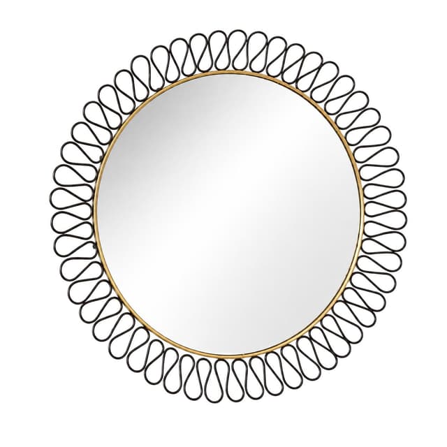 Wall Mirror Sunburst, gold black metal, Sweden, 1960s. - DIMENSION