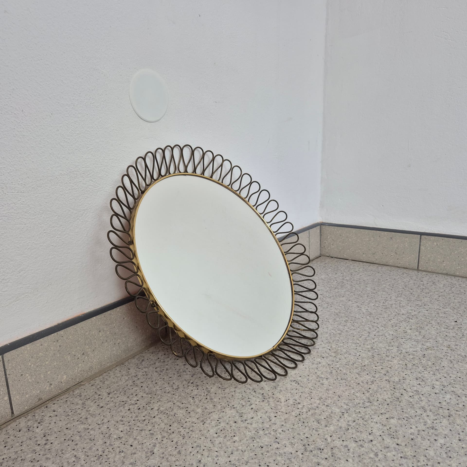 Wall Mirror Sunburst, gold black metal, Sweden, 1960s. - 366705
