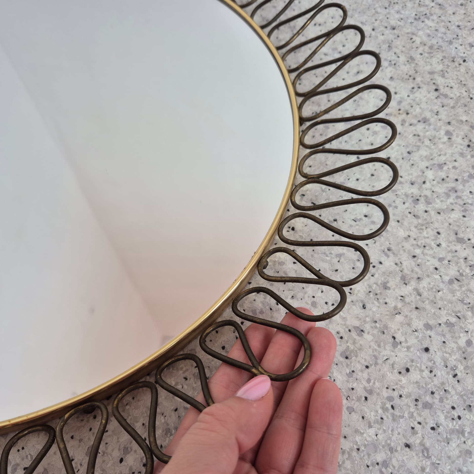Wall Mirror Sunburst, gold black metal, Sweden, 1960s. - 366704