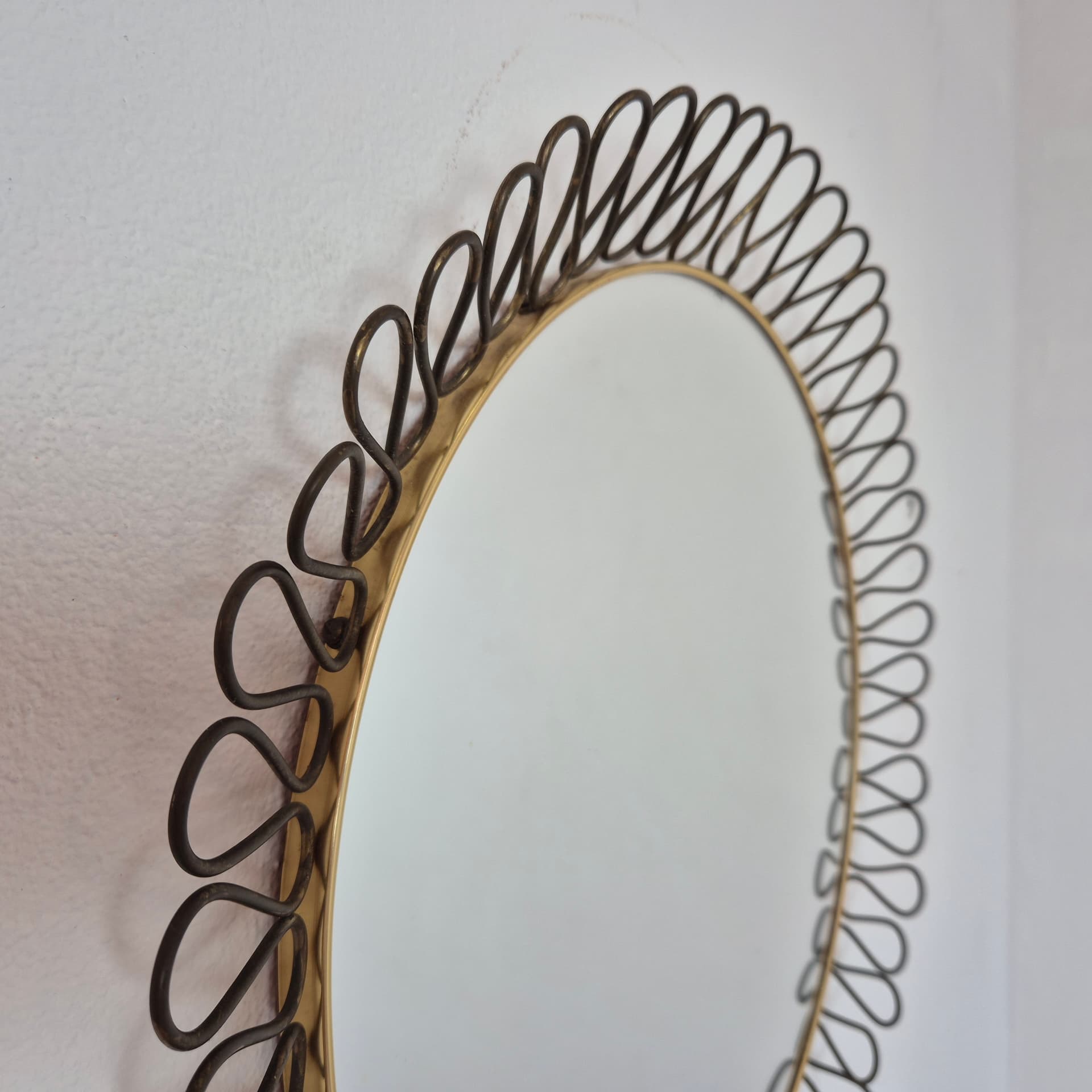 Wall Mirror Sunburst, gold black metal, Sweden, 1960s. - 366702