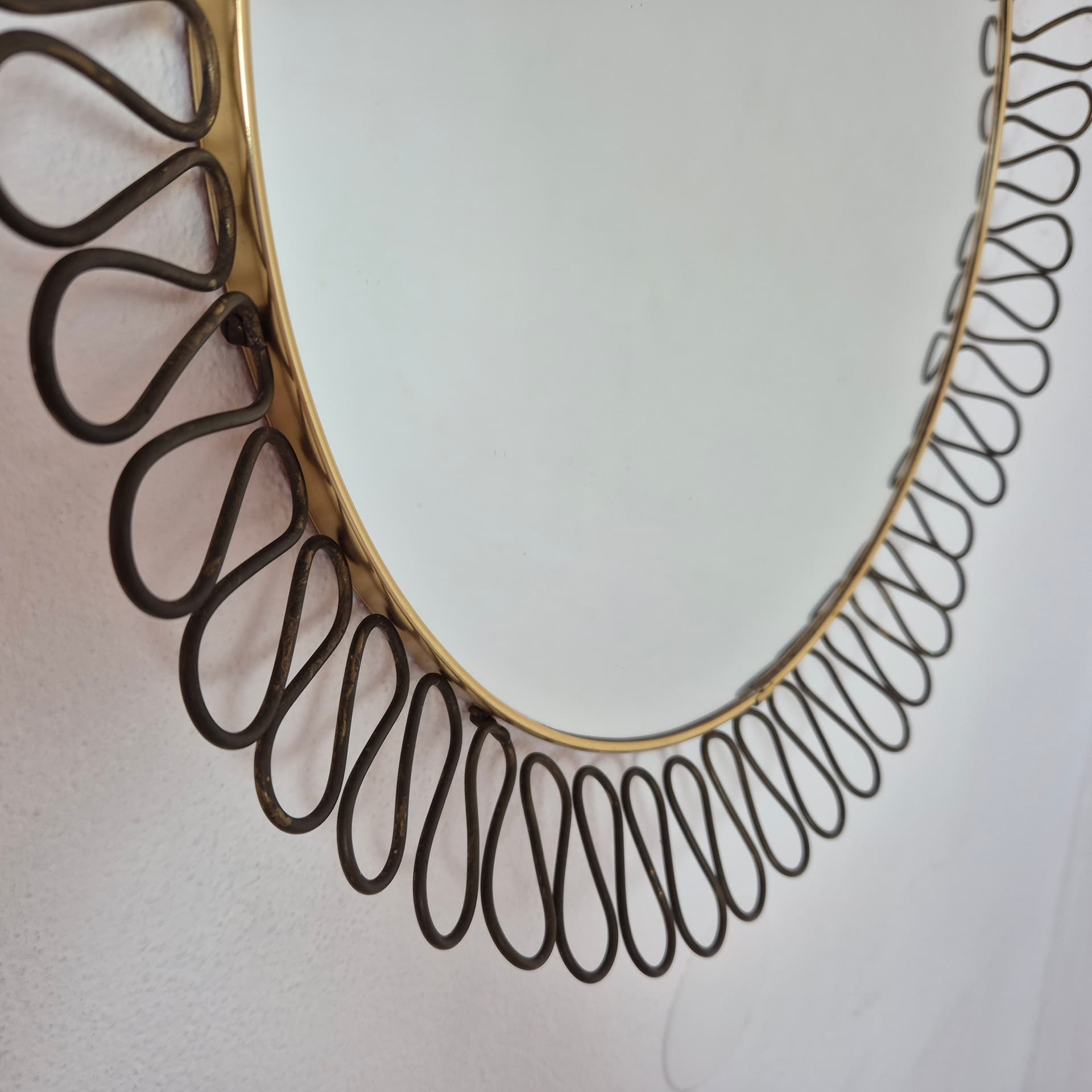 Wall Mirror Sunburst, gold black metal, Sweden, 1960s. - 366703