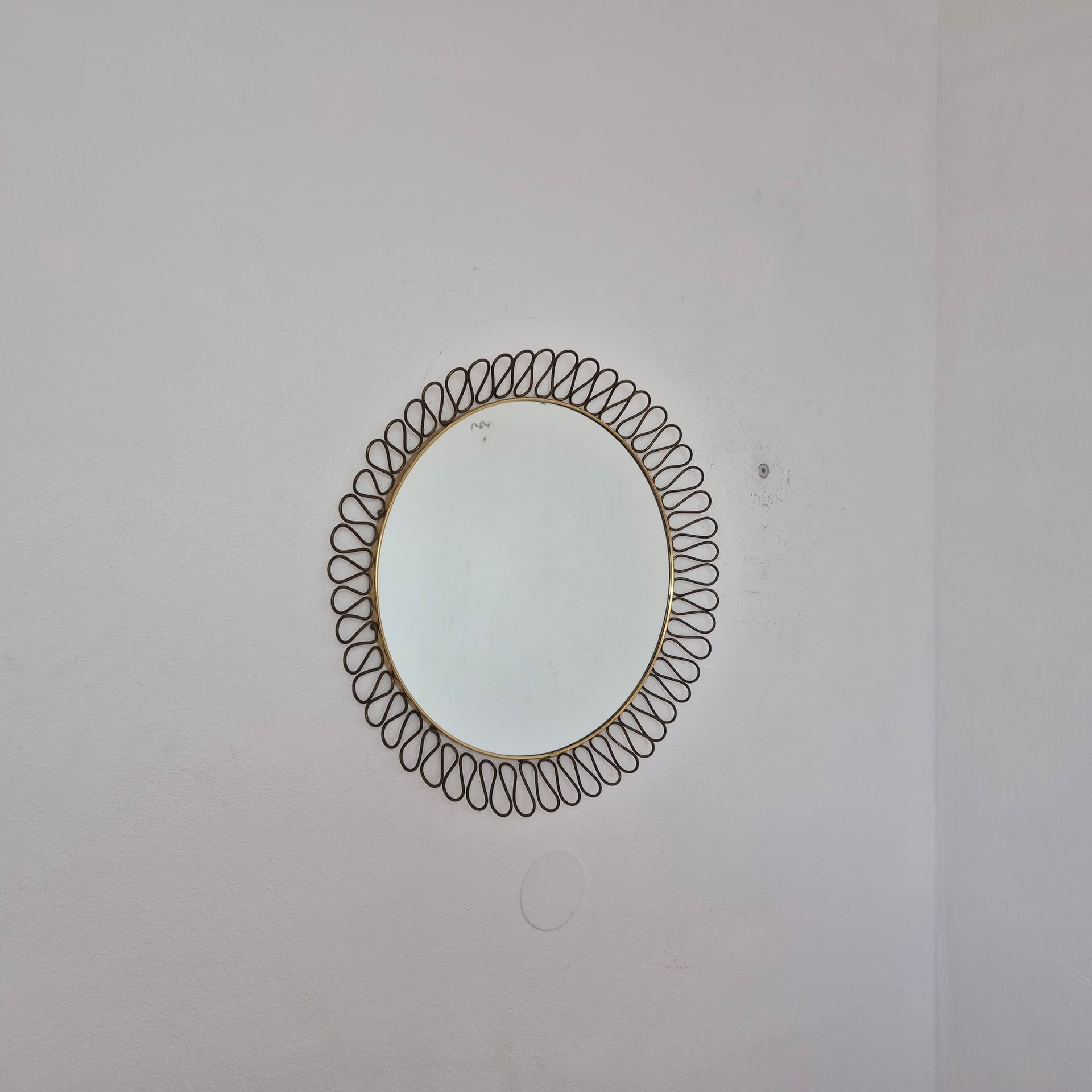 Wall Mirror Sunburst, gold black metal, Sweden, 1960s. - 366700