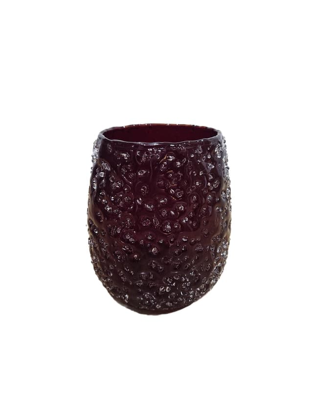 Lantern ICE, red clear glass, Villeroy & Boch, Germany, 1980s. - DIMENSION