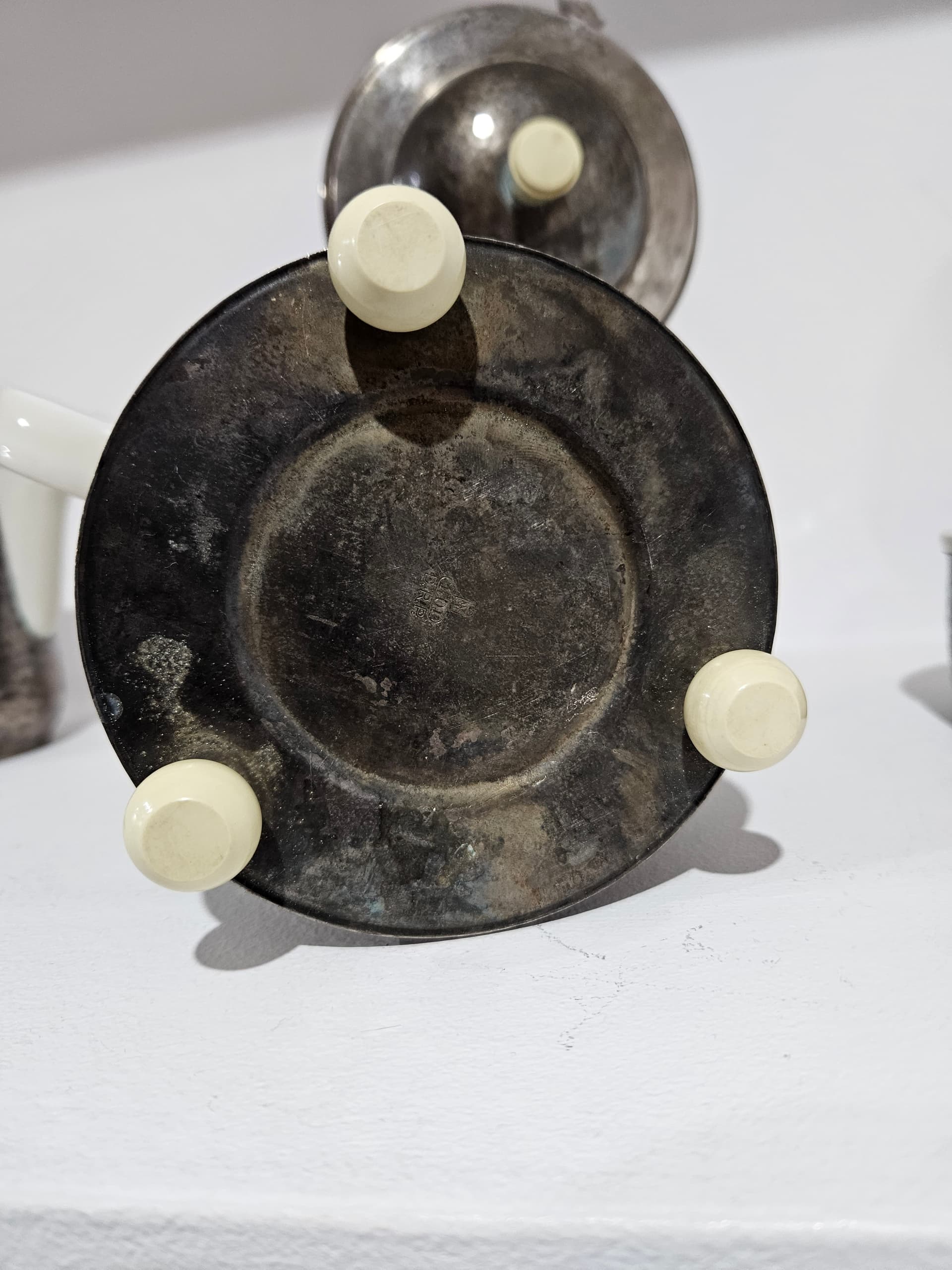 Coffee Set Art Deco, white porcelain, grey metal, WMF, Germany, 1930s - 366828
