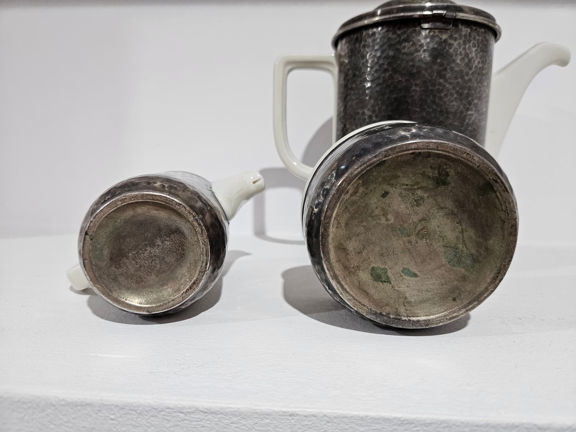 Coffee Set Art Deco, white porcelain, grey metal, WMF, Germany, 1930s - 366823