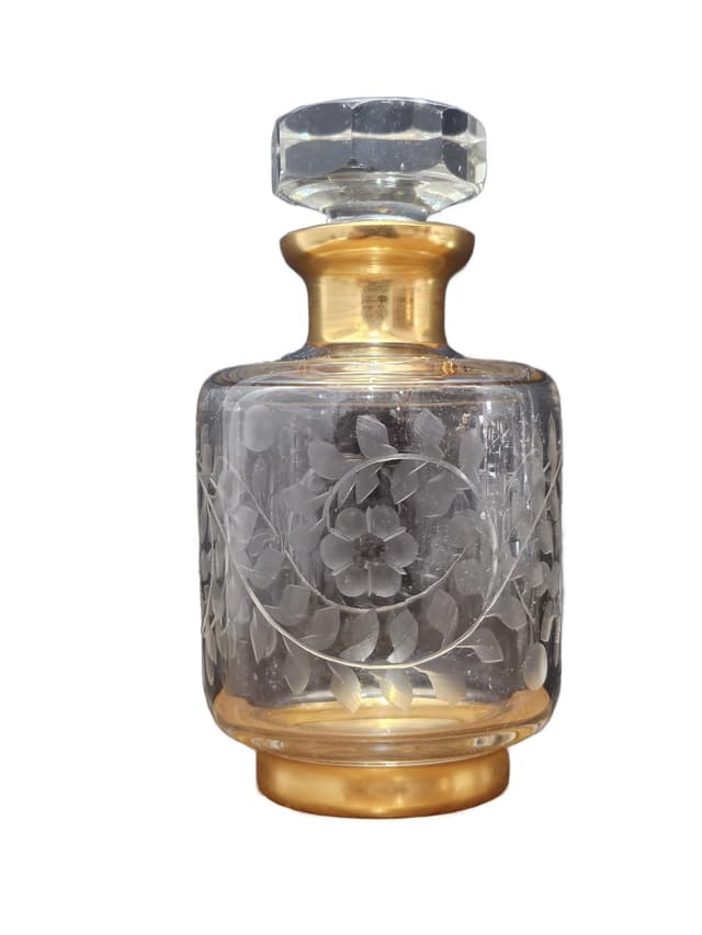 Decanter, clear crystal, gilded, Baccarat, France, early 20th century - DIMENSION