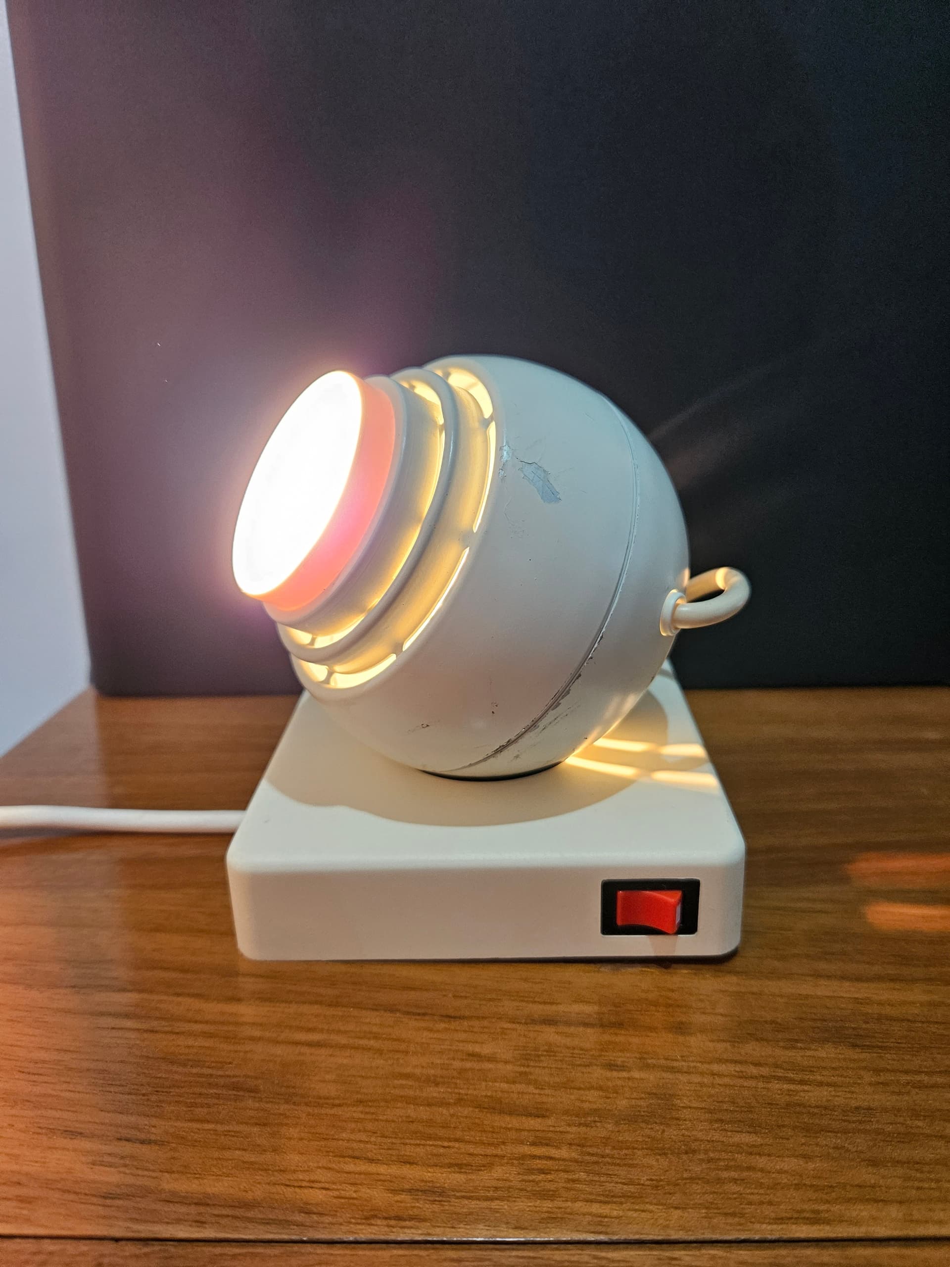 Table lamp Spotlight 42801, white red, metal plastic, by Schlagheck & Schultes, OSRAM, Germany, 1980s - 366842