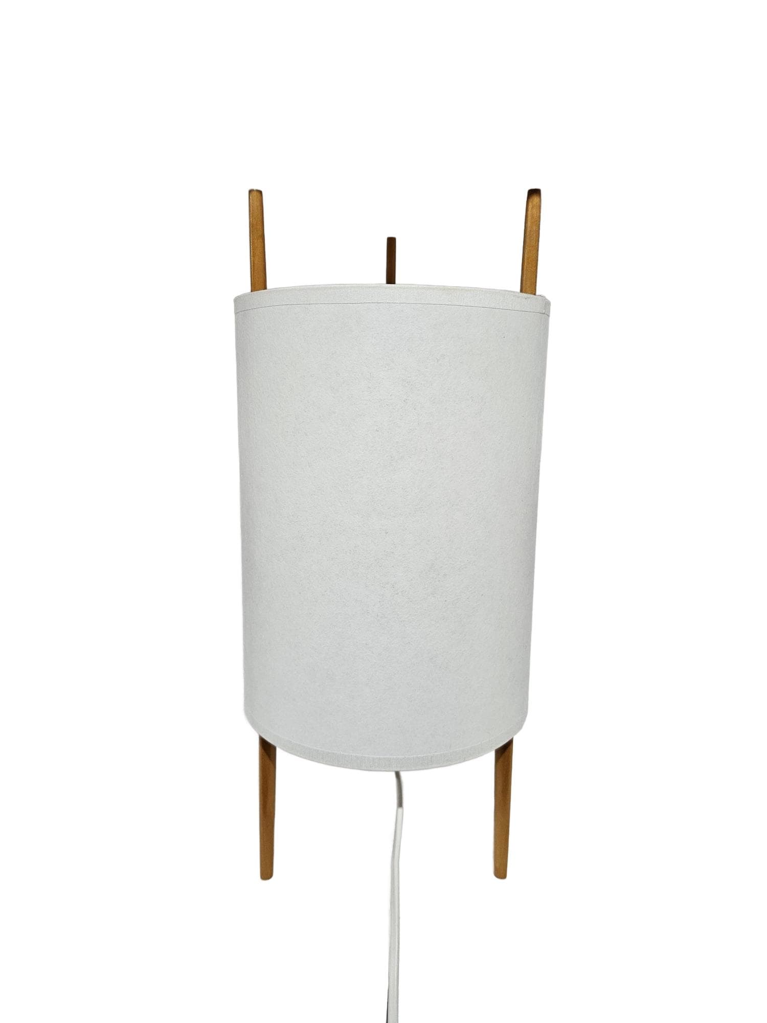 Table lamp No 9, white paper, brown wood, by I. Noguchi, Knoll, USA, 1970s.