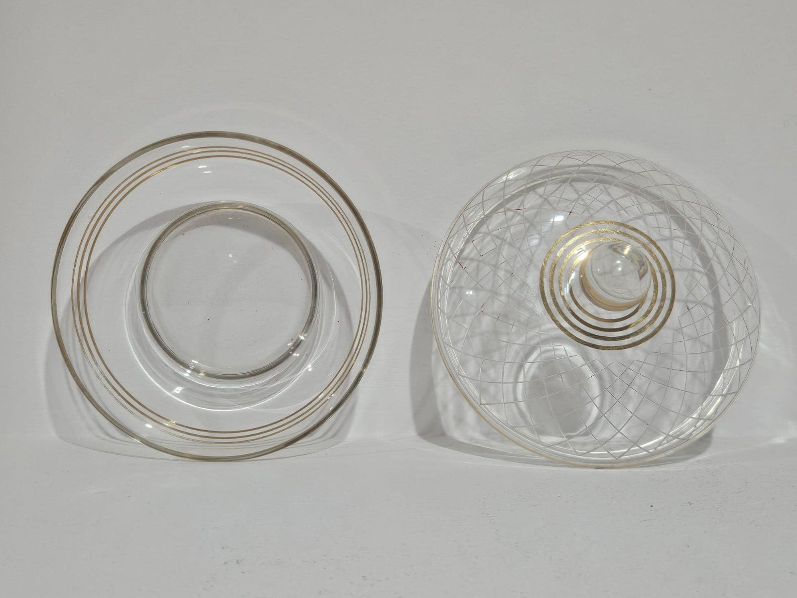 Bonbonniere Art Deco, clear glass, gilt, Austria, 1950s - 366862